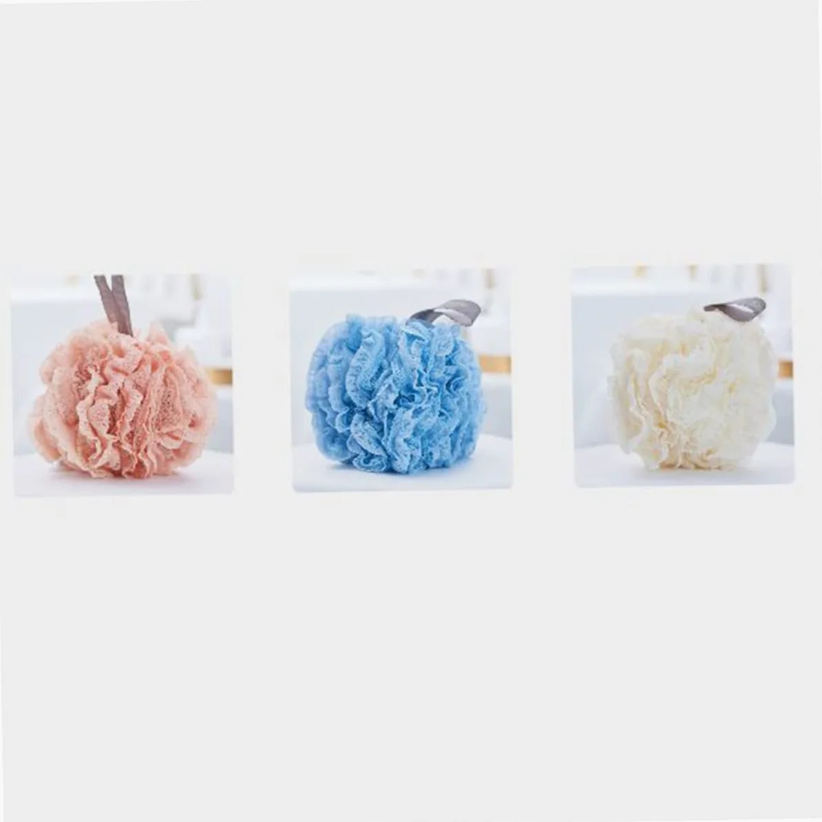 Szlifierka do ciała Travel Loofah Loofah Dish Gąbka Bubble Sponge Pufa Prysznicowa Loofah Brush Poduszka Rękawiczki Piłka do kąpieli Piłka do kąpieli Błękitna wytworna dziewczyna Kąpiel Loofah Prysz