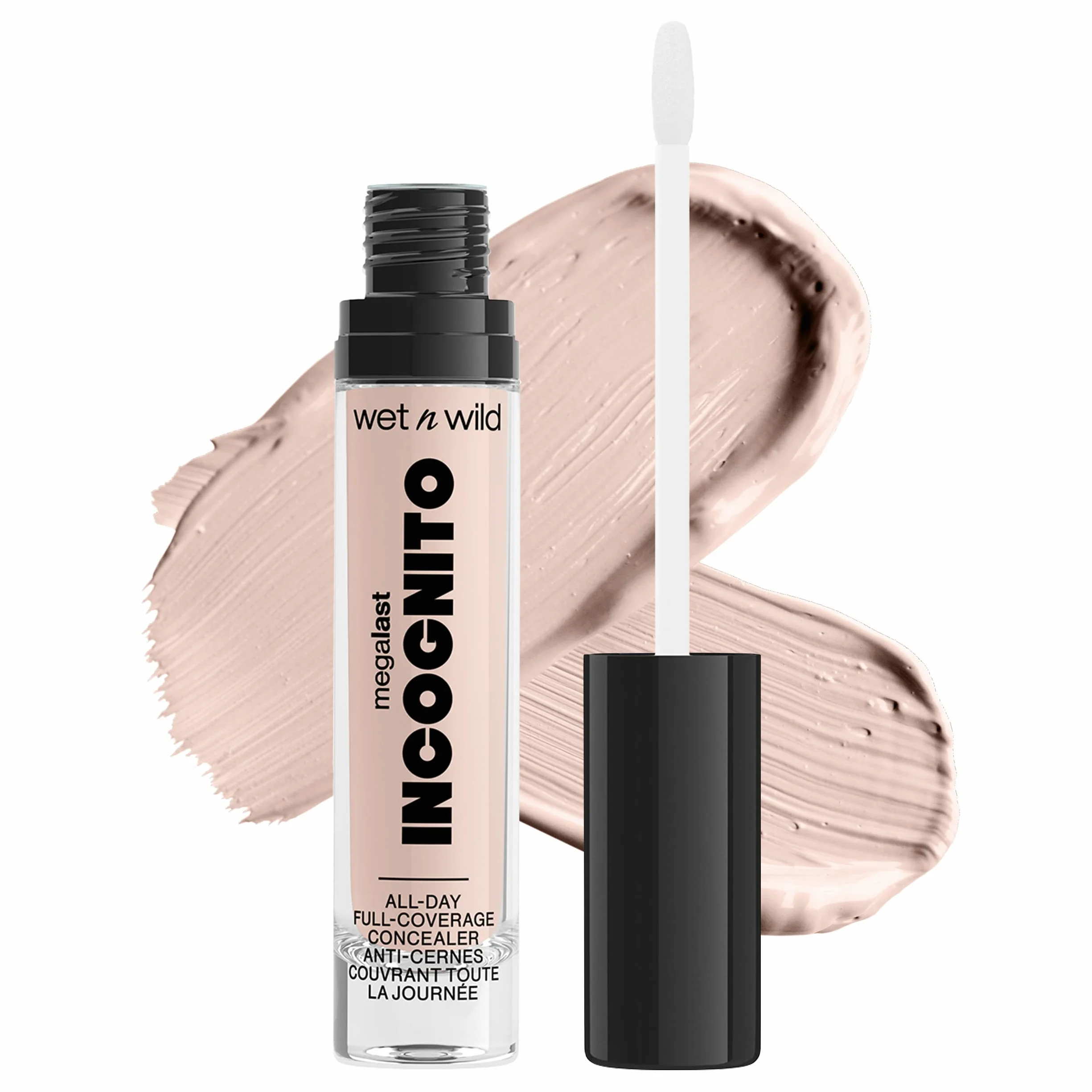 wet n wild, Megalast Incognito Full-Coverage Concealer, Correttore Riccamente Pigmentato, Modulabile da Medium-to-Full, Finito Opaco, Formula Nutritiva e Idratante, con Burro di Karitè, Light Beige