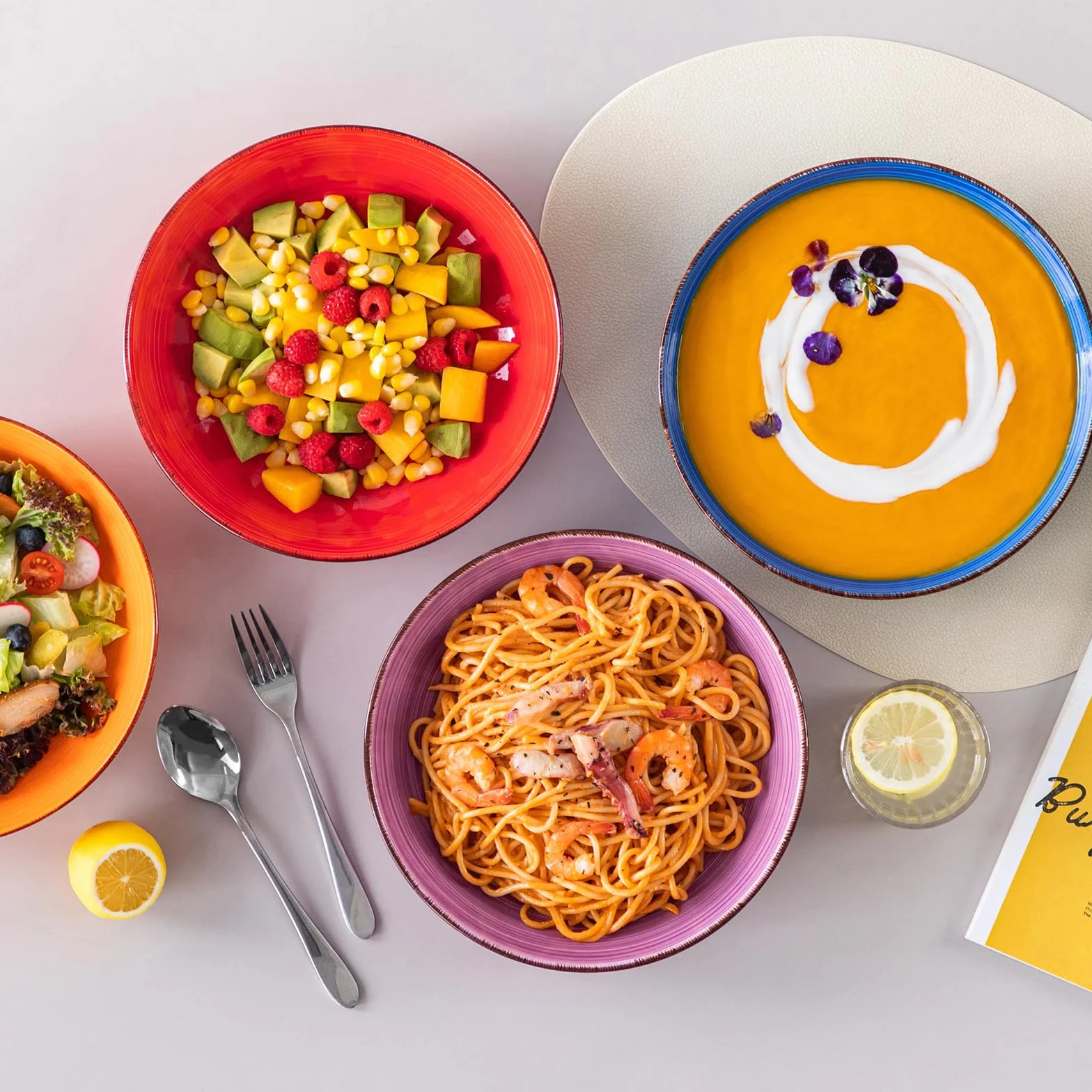 Vancasso Miseczki do Zupy z Kamionki Zestaw 6 Sztuk 1500 ml Głębokie Talerze do Spaghetti
