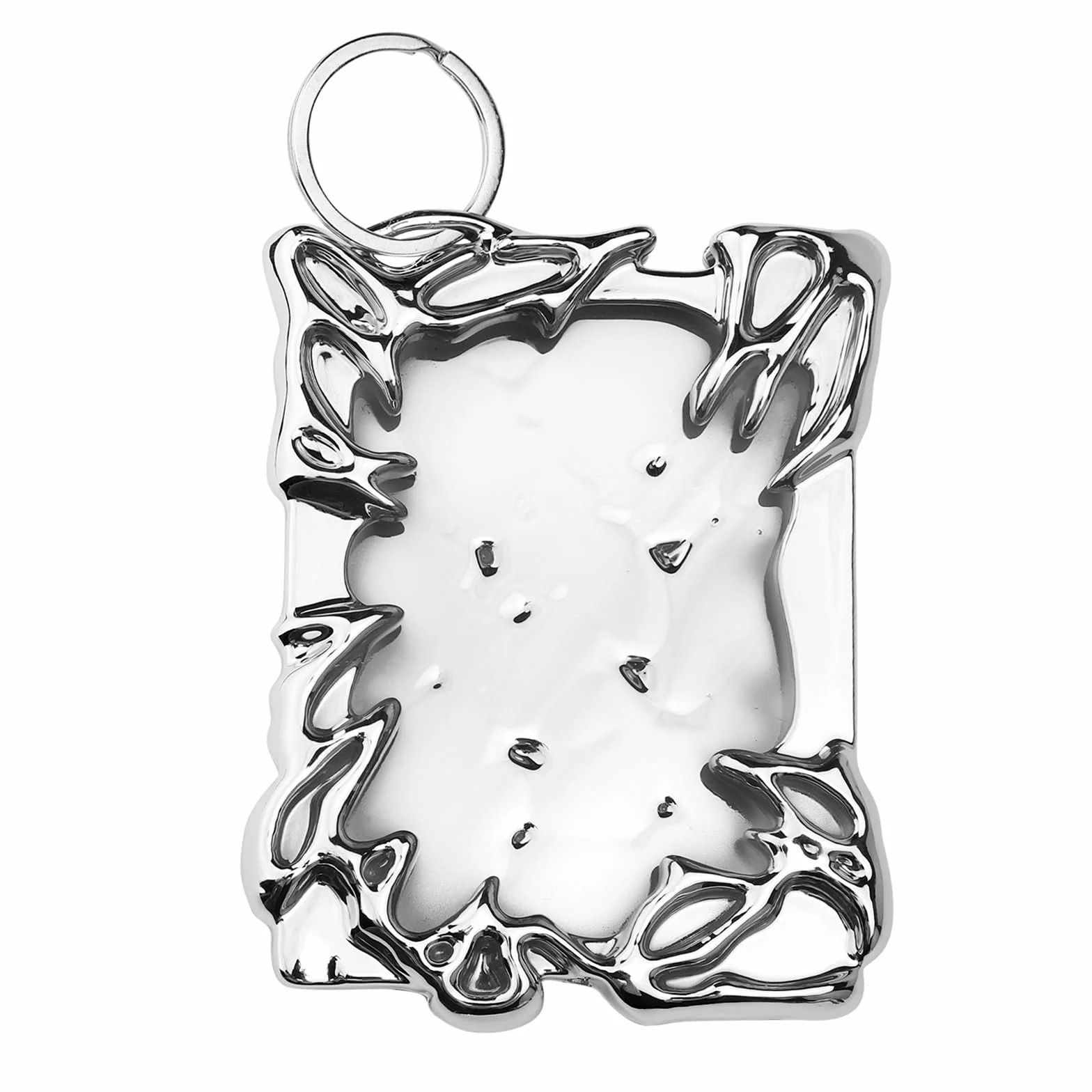 Galwanizacja tworzyw sztucznych Sliver Irregular Frame Photocard Holder Keychain 7,6 cm