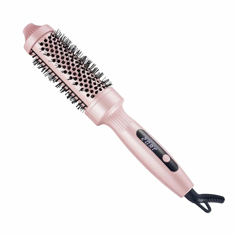 Thermal Brush szczotka do loków, ceramiczna szczotka termiczna 38 mm, szczotka do włosów z wysoką temperaturą, szczotka do włosów z cyfrowym wyświetlaczem, 3 w 1, do stosowania jako grzebień