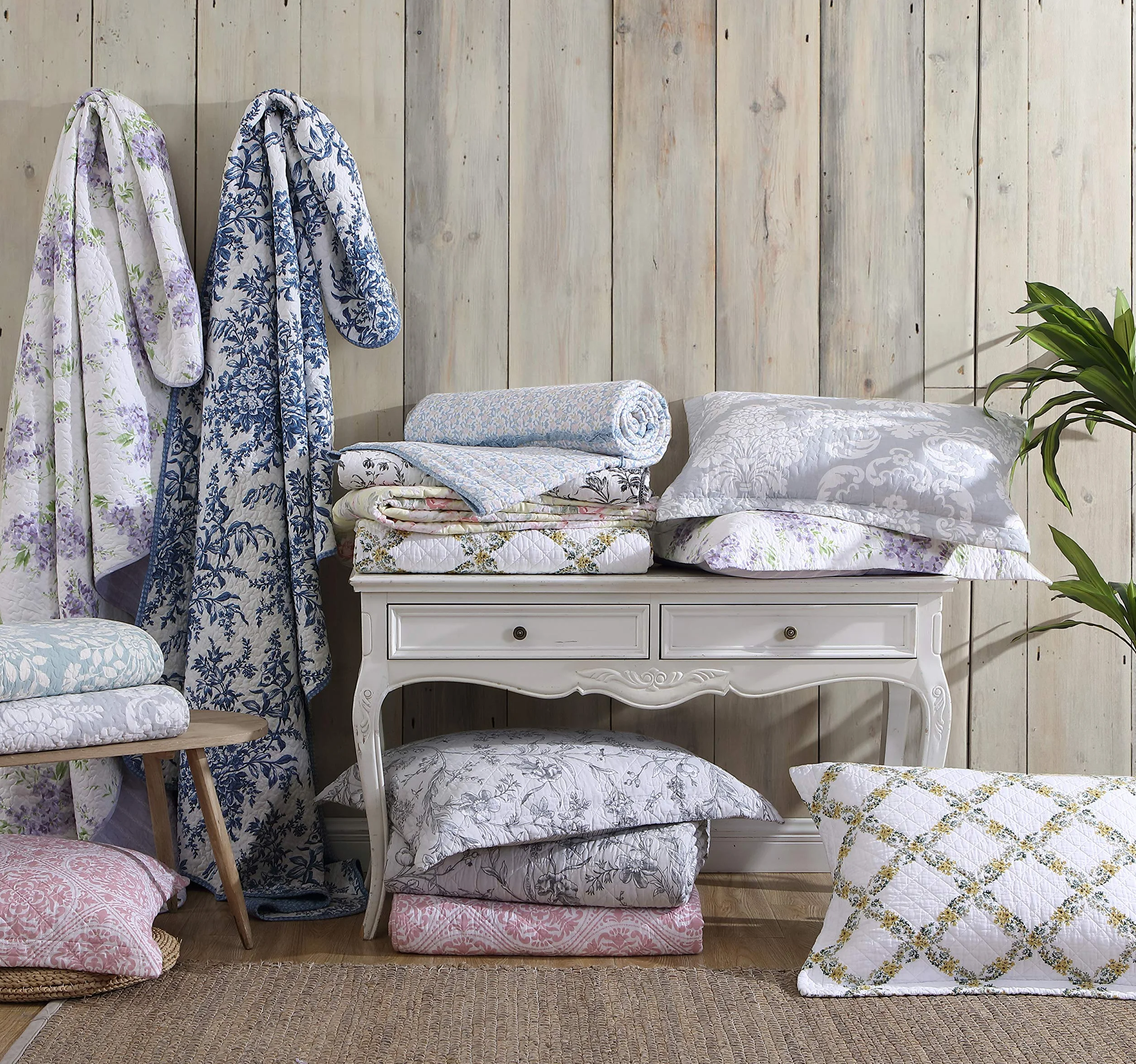 Laura Ashley Zestaw kołder King ultramiękka pościel całoroczna dwustronna narzuta niebieska