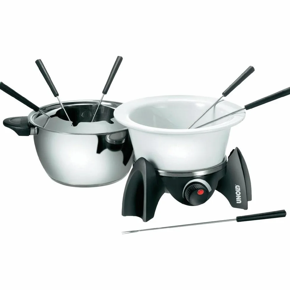 UNOLD Zestaw do fondue, wymienne garnki stal nierdzewna ceramika, dla 6 osób