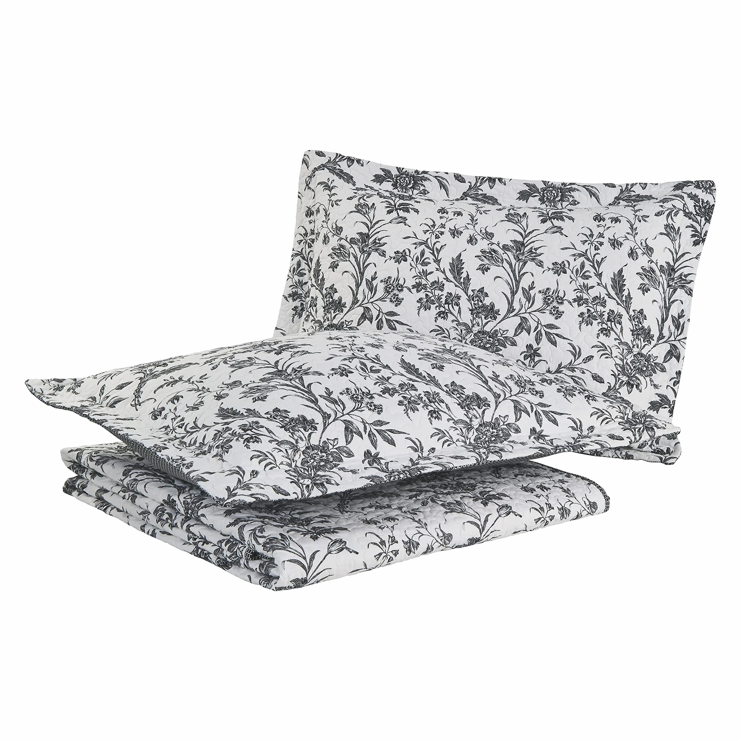 Laura Ashley Bawełniana dwustronna pościel z poszewkami, kwiatowa, Amberley czarny/biały, podwójna