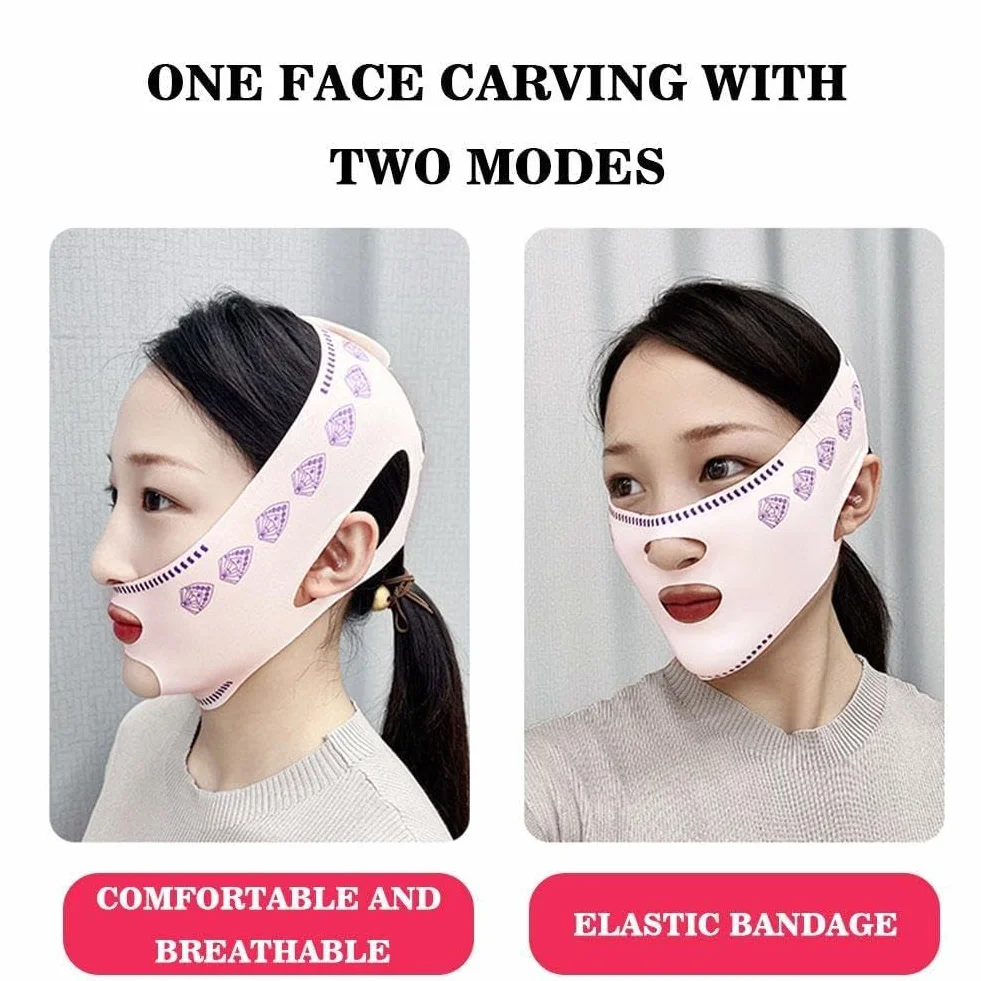Dwupokładowy bandaż wyszczuplający twarz pas podnoszący twarz policzek V pasek podbródek pasek do podnoszenia zmarszczek modelujący W7x5 Fac Beauty