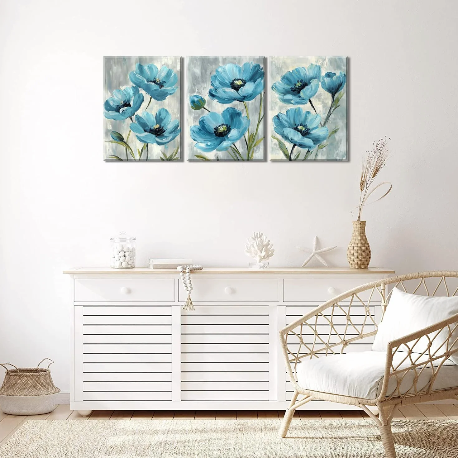 Piy Painting Kwiatowa Sztuka ścienna Na Płótnie, Romantyczne Obrazy Na Płótnie, Niebieski Obraz ścienny, Nowoczesne Dzieło Sztuki, Obraz Do Salonu, Pomieszczeń Wypoczynkowych I Sypialni