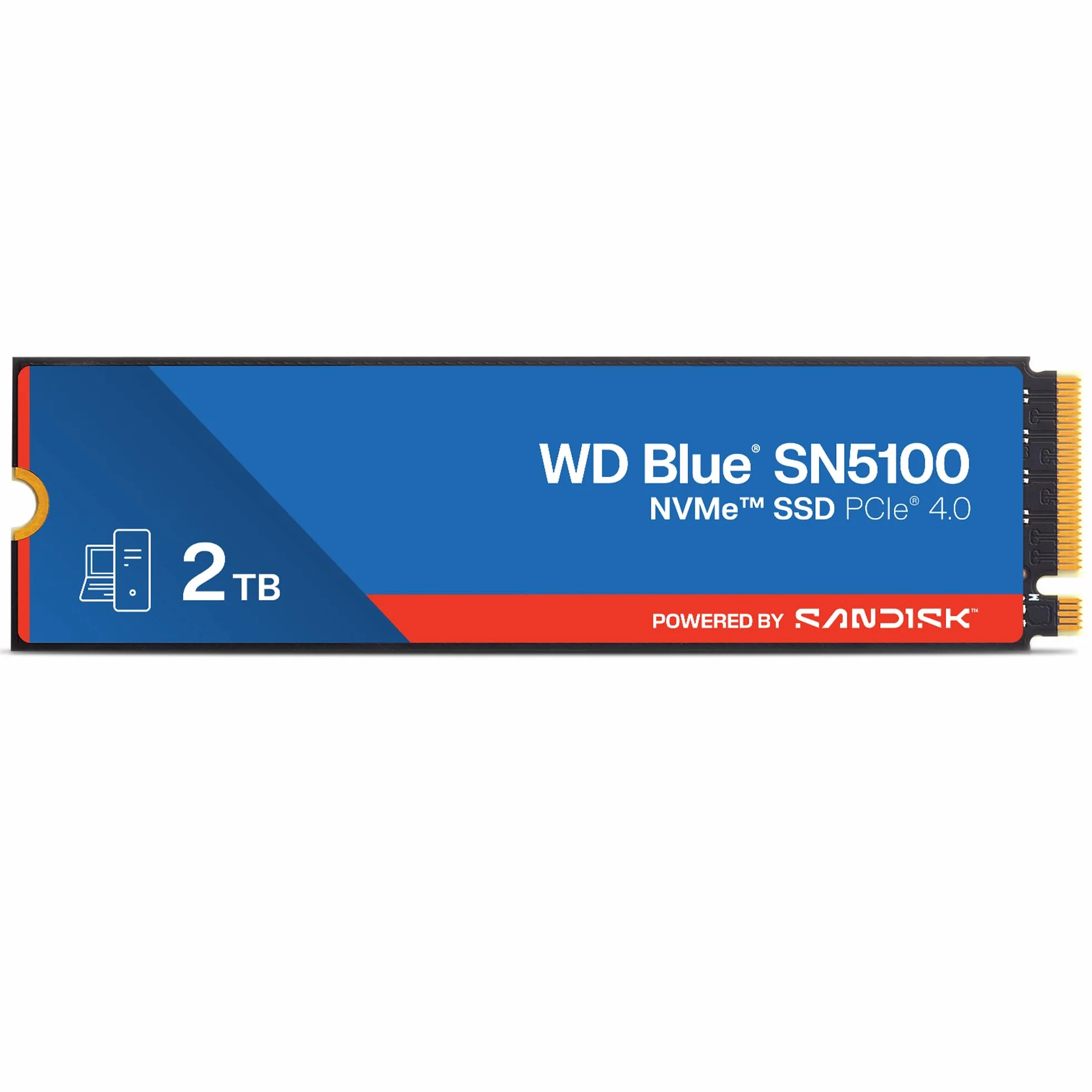 WD Blue SN5100 2 TB NVMe SSD (odczyt do 7 100 MB/s, M.2 2280, PCIe Gen 4.0, nCache 4.0, technologia Sandisk 3D CBA NAND, oprogramowanie do migracji danych Acronis True Image)