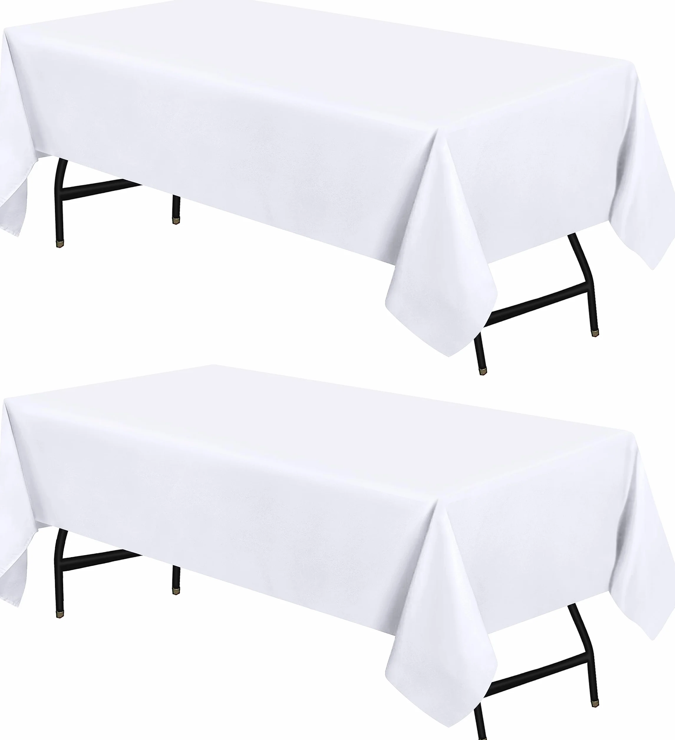 Utopia Kitchen Obrus z poliestru 140 x 240 cm (2 sztuki, biały) obrus nadający się do prania w pralce, idealny na imprezy, imprezy, wesela i do restauracji (55 x 95 cali)