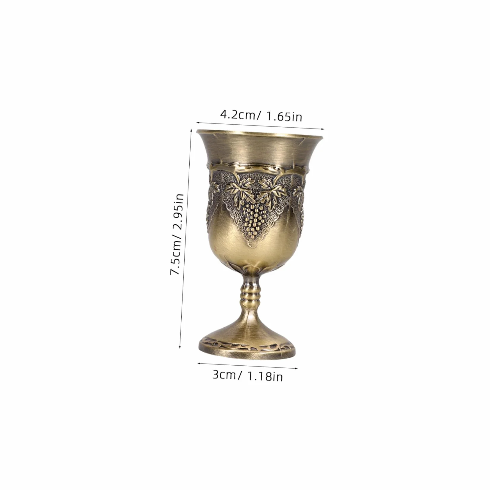 Hohopeti Metalowy Tłoczony Kielich Do Wina z Wzorem Winogron Stabilny i Elegancki Kubek Do Chińskich i Prezentów Vintage Style Wine Supplies Cup
