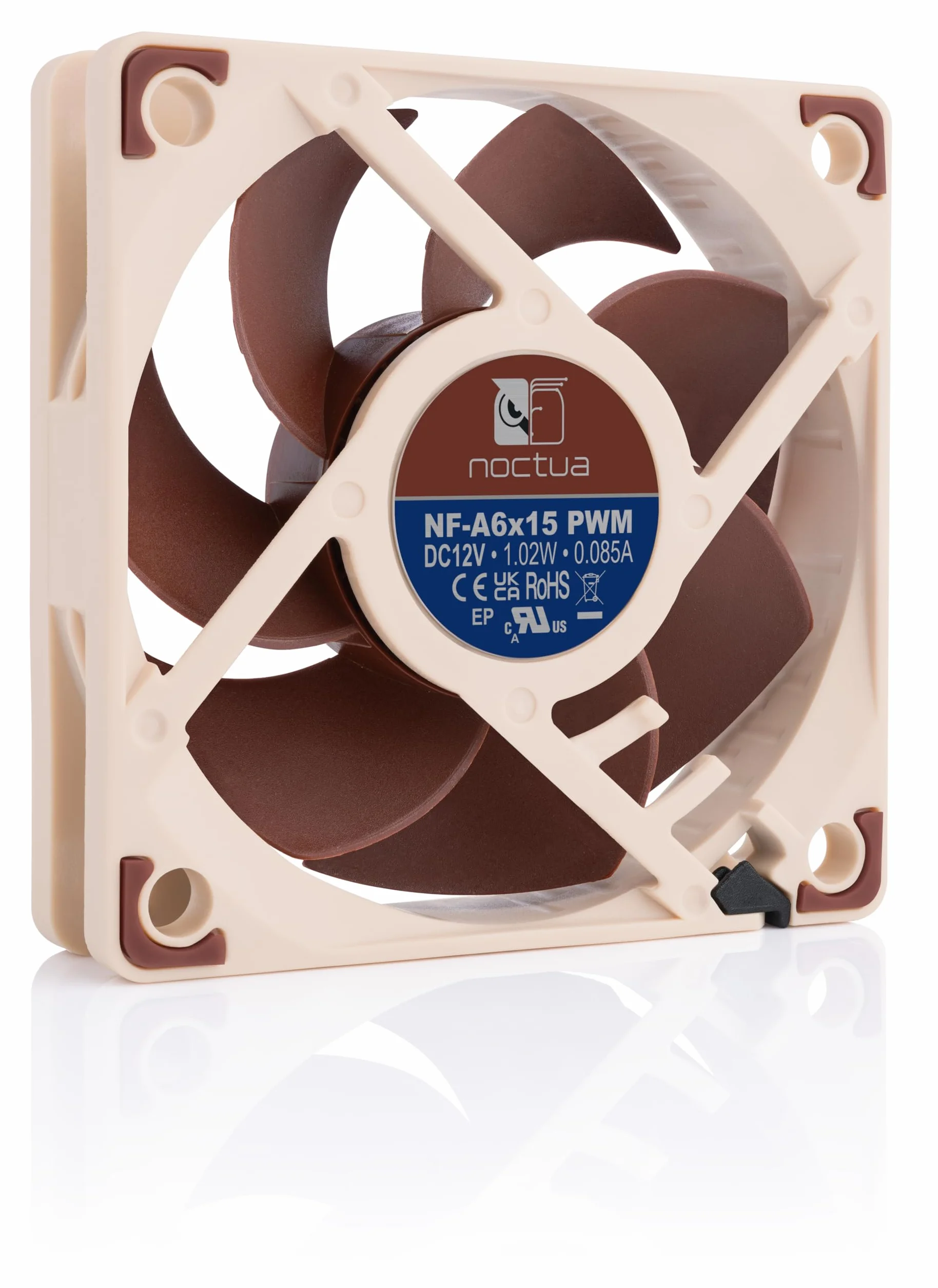 Noctua NF-A6x15 PWM, Cichy Wentylator Slim Klasy Premium, 4-Pinowy (60x15 mm, Brązowy)