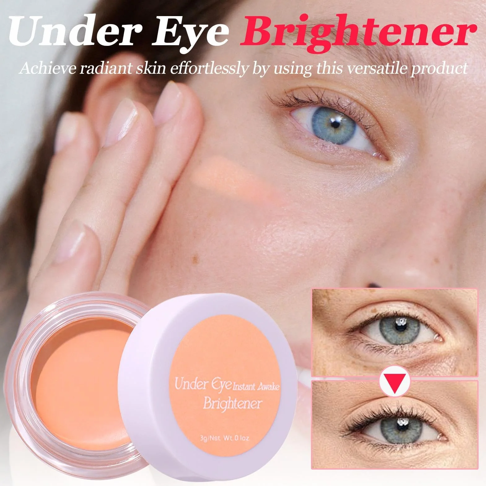 Eye Brightener Cream, Full Coverage Undereye Makeup, długotrwały korektor, wodoodporny podkład, kosmetyki, tekstura, rozświetlacz do podróży, 3 g