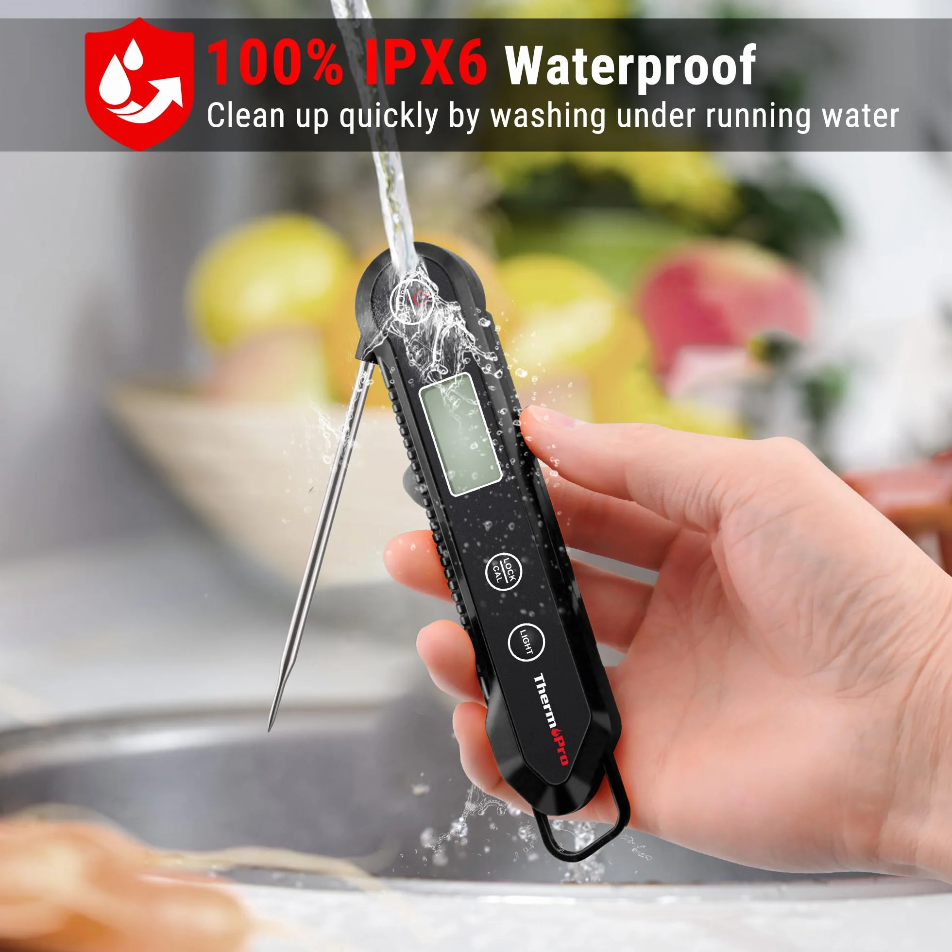 ThermoPro TP03H Termometr do mięsa ze składaną sondą IPX6