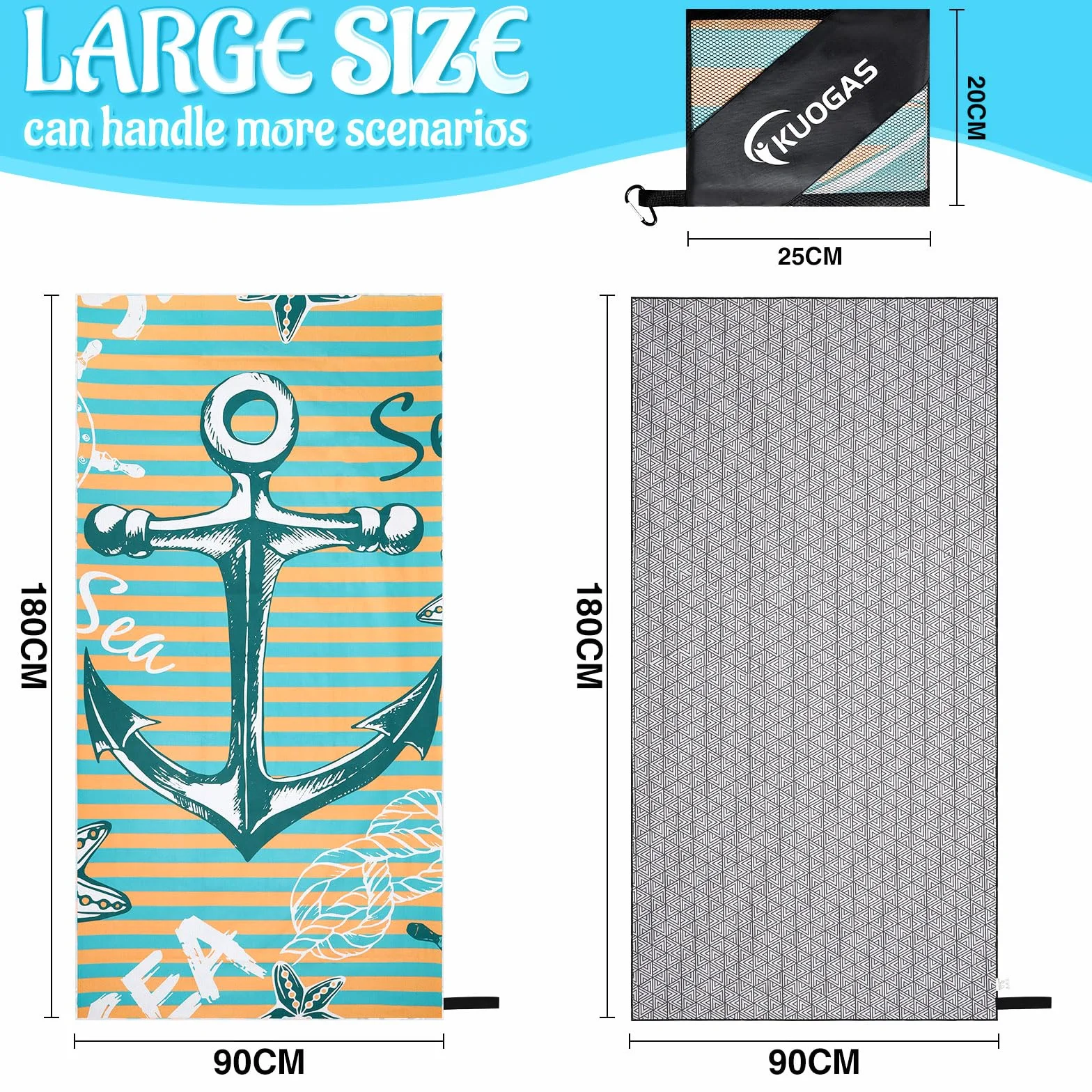 Ręcznik plażowy xxl 2 zestaw 90 × 180 cm, duży szybki ręcznik mikrofibry, ręcznik do kąpieli, damski ręcznik na plaży, ręcznik plażowy