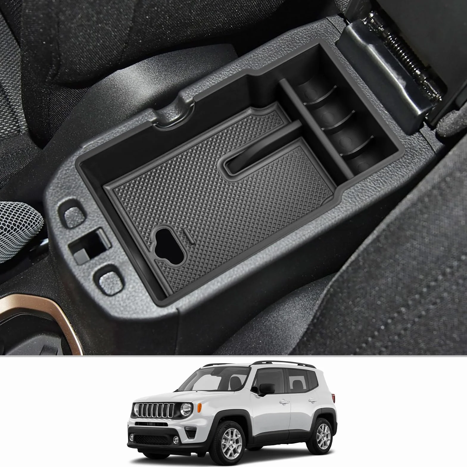 CDEFG schowek na rękawiczki podłokietnik do Jeep Renegade 2015-2024 wielofunkcyjny organizer konsoli