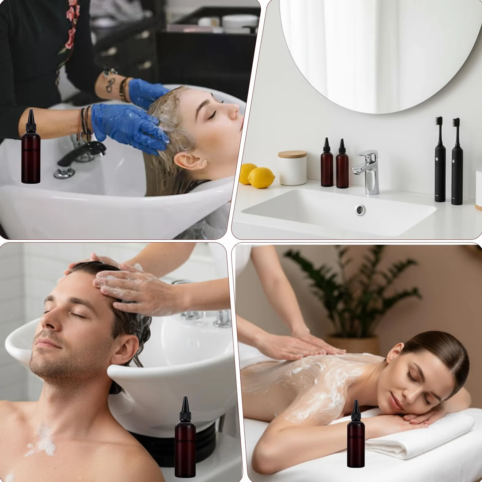 Sibba 5 szt. Butelka z aplikatorem do koloru włosów, butelki do farbowania włosów, butelka z aplikatorem oleju, puste plastikowe butelki wielokrotnego użytku Twist Top Cap do salonu farbowanie olejne