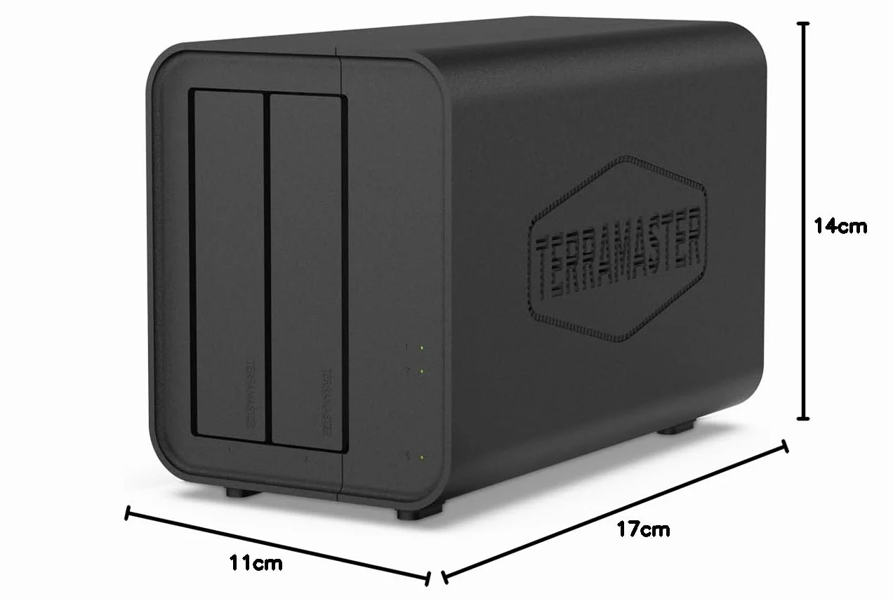 TERRAMASTER F2-212 2Bay NAS - Quad Core CPU DDR4 RAM Personal Private Cloud Home Network Attached Storage z kompleksowymi rozwiązaniami do tworzenia kopii zapasowych (miejsce na dysku twardym)