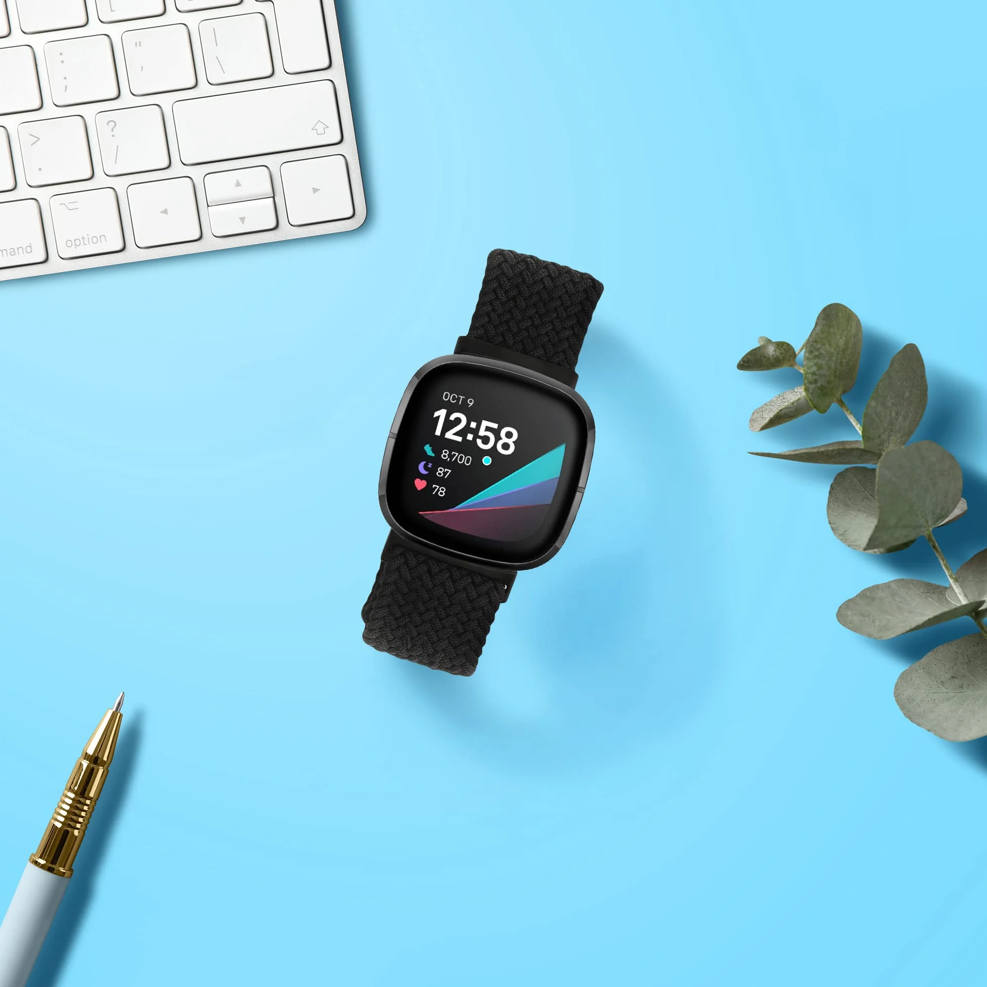 kwmobile Bransoletka kompatybilna z Fitbit Versa 3 / Sense – nylonowa bransoletka sportowa w kolorze czarnym – wymiary wewnętrzne