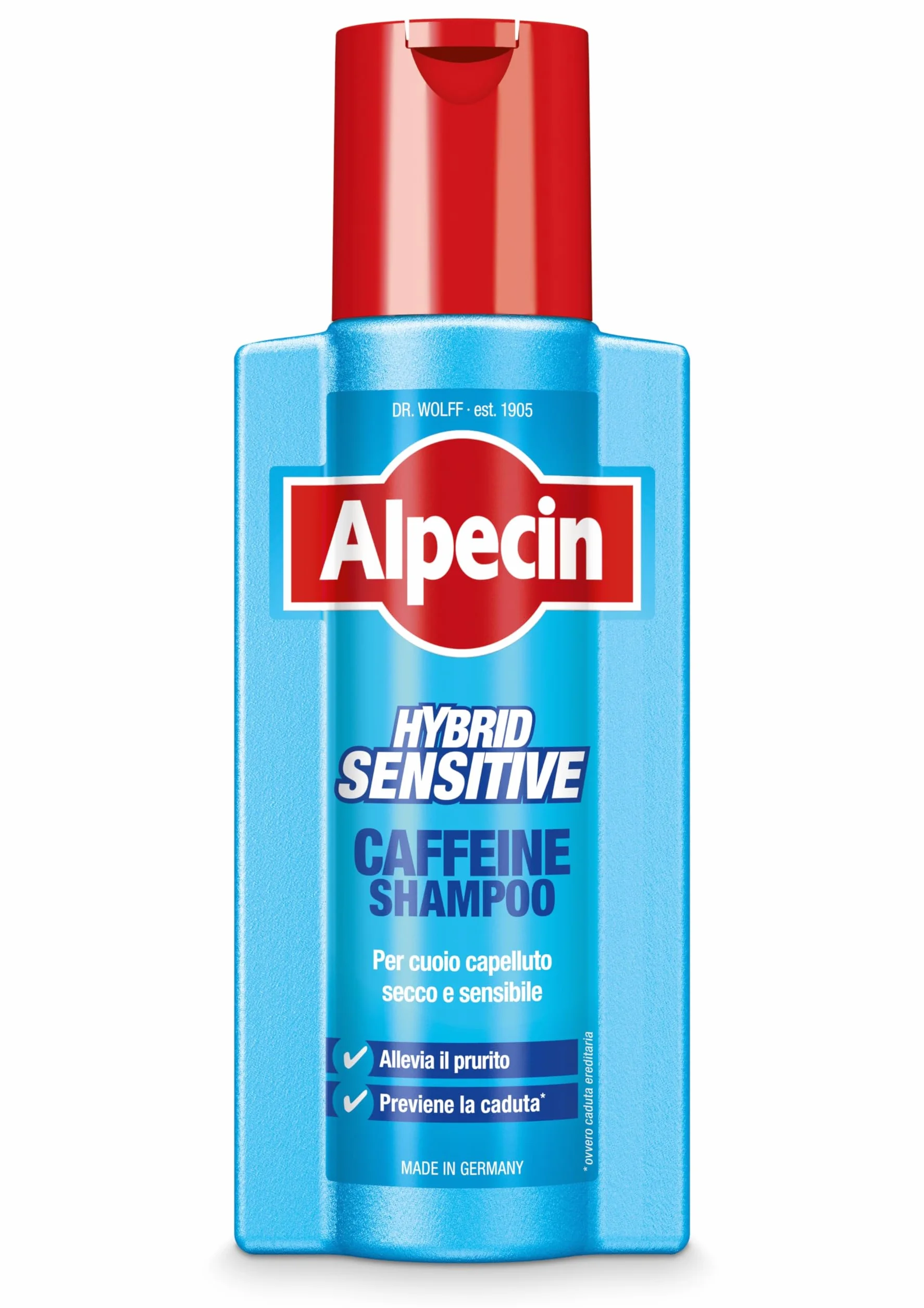 Alpecin Szampon Hybrid Coffein 1 x 250 ml – Odpowiedni dla wrażliwej skóry głowy lub swędzenia, to szampon kofeinowy, który zapobiega wypadaniu włosów.