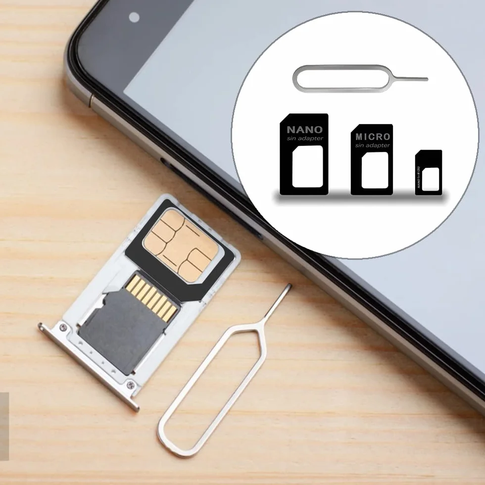 CCLKHY 3 w 1 zestaw adapterów Nano SIM, zestaw adapterów Nano-SIM, adapter karty SIM z wypychaczem SIM, kompatybilny ze smartfonem