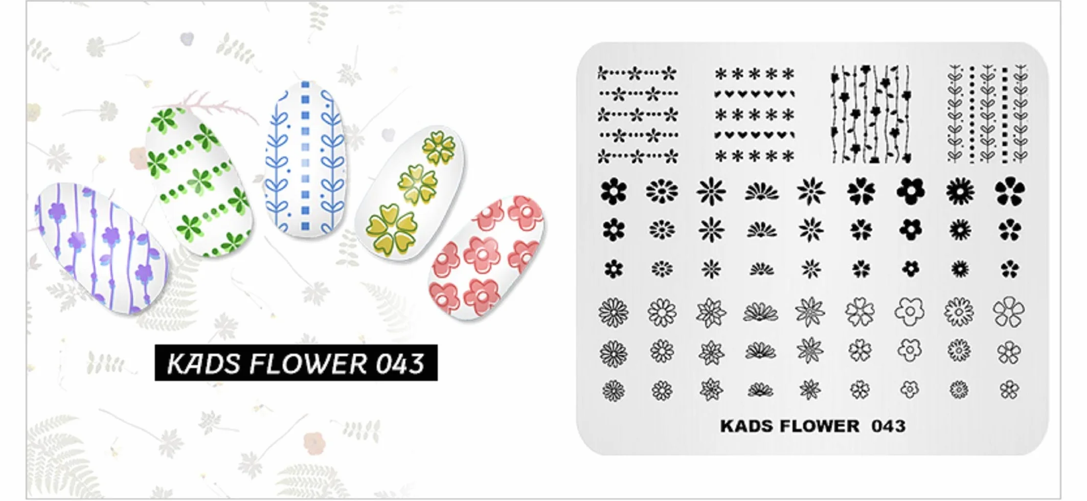KADS Nail Stamping Plate Kwiat Moda Natura Nail Art Stempel Szablon DIY Obraz Manicure Płyta Narzędzia (FL043)