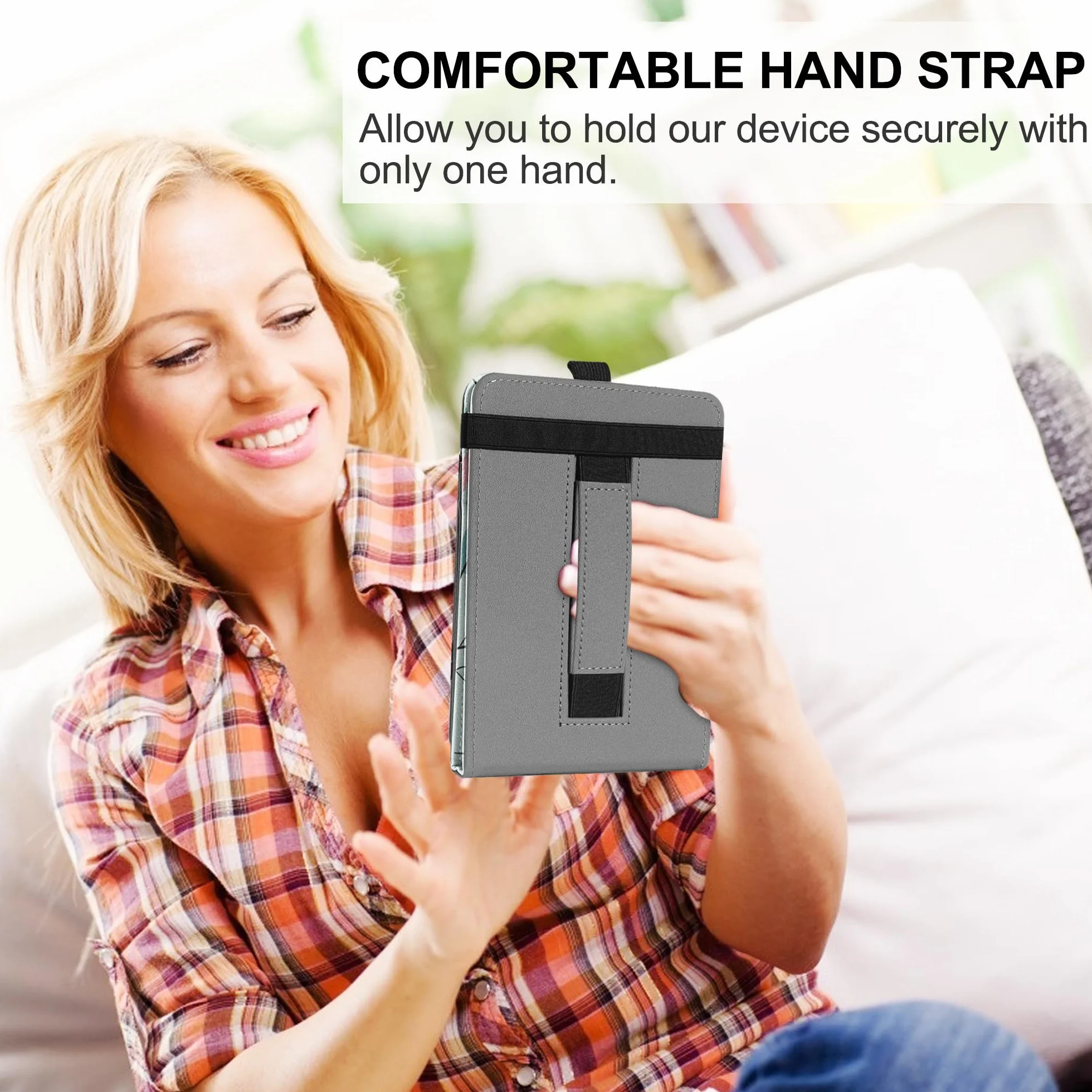 VOVIPO Uniwersalne etui ochronne do czytników Kindle paperwhite 15.2 cm, 17.8 cm, 17.8 cm, foliowa, stojak z paskiem na rękę, kompatybilny z czytnikiem kindle paperwhite/Kobo/Pocketook/Sony 6/6.8/17.8