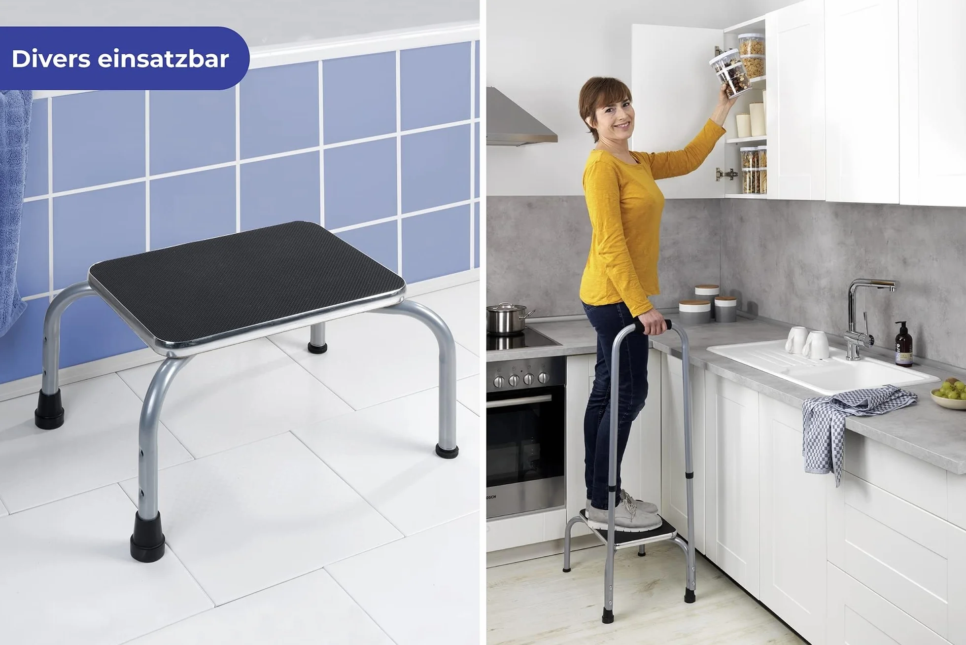 Wenko Secura Stopień z uchwytem bezpieczeństwa 22 cm Czarny