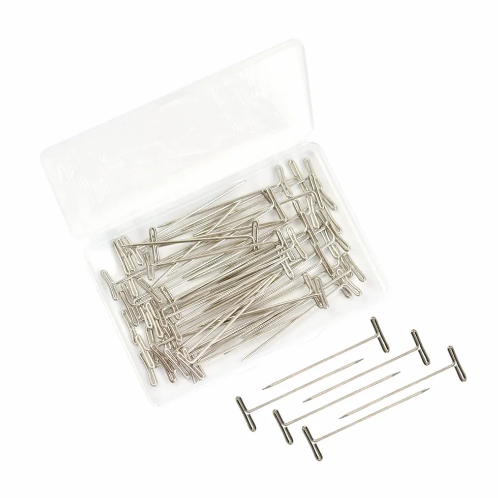 50 sztuk T szpilki z peruka 51mm T pin Szpilki Proste do Peruk pudełkiem z tworzywa sztucznego