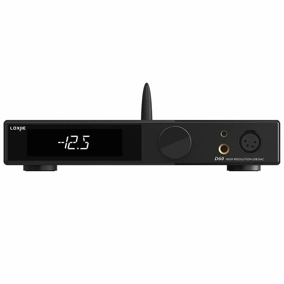LOXJIE D60 HiFi wzmacniacz słuchawkowy, dekoder 6,35 mm/4,4 mm, słuchawki Jack 300Ω 700 mW x 2 Bluetooth 5.1, przekładnia I² S 7 filtrów ES9039MSPRO chip z pilotem zdalnego sterowania (czarny)