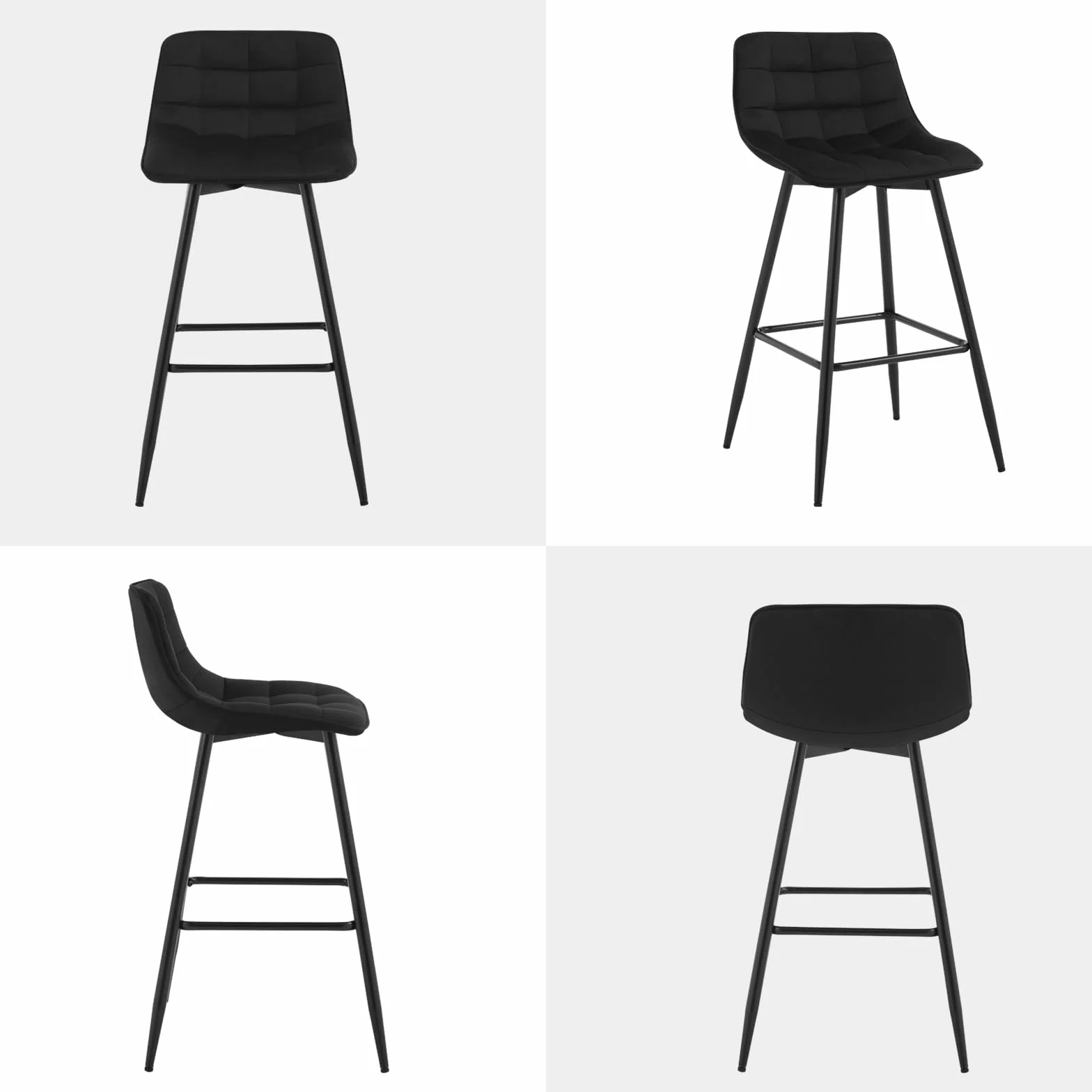 WOLTU Zestaw 2 Designerskich Krzeseł Barowych, Stołek Barowy z Podnóżkiem, Stołek Bistro