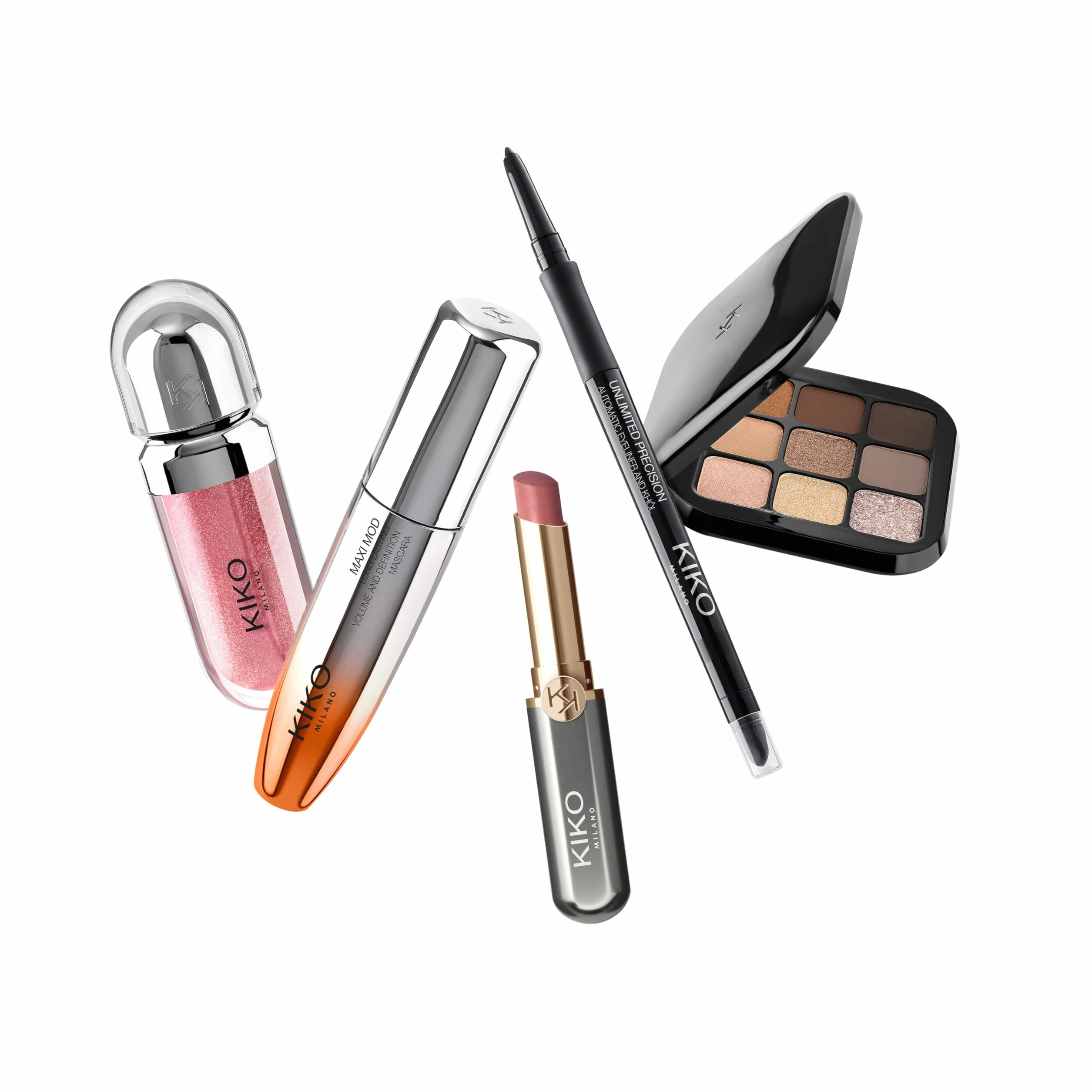 KIKO Milano Snow-Kissed Holiday Timeless Look Makeup Gift Set, Zestaw Upominkowy Do Makijażu: Tusz Do Rzęs Zwiększający Objętość, Eyeliner, Paleta Cieni Do Powiek, Błyszczyk I Pomadka