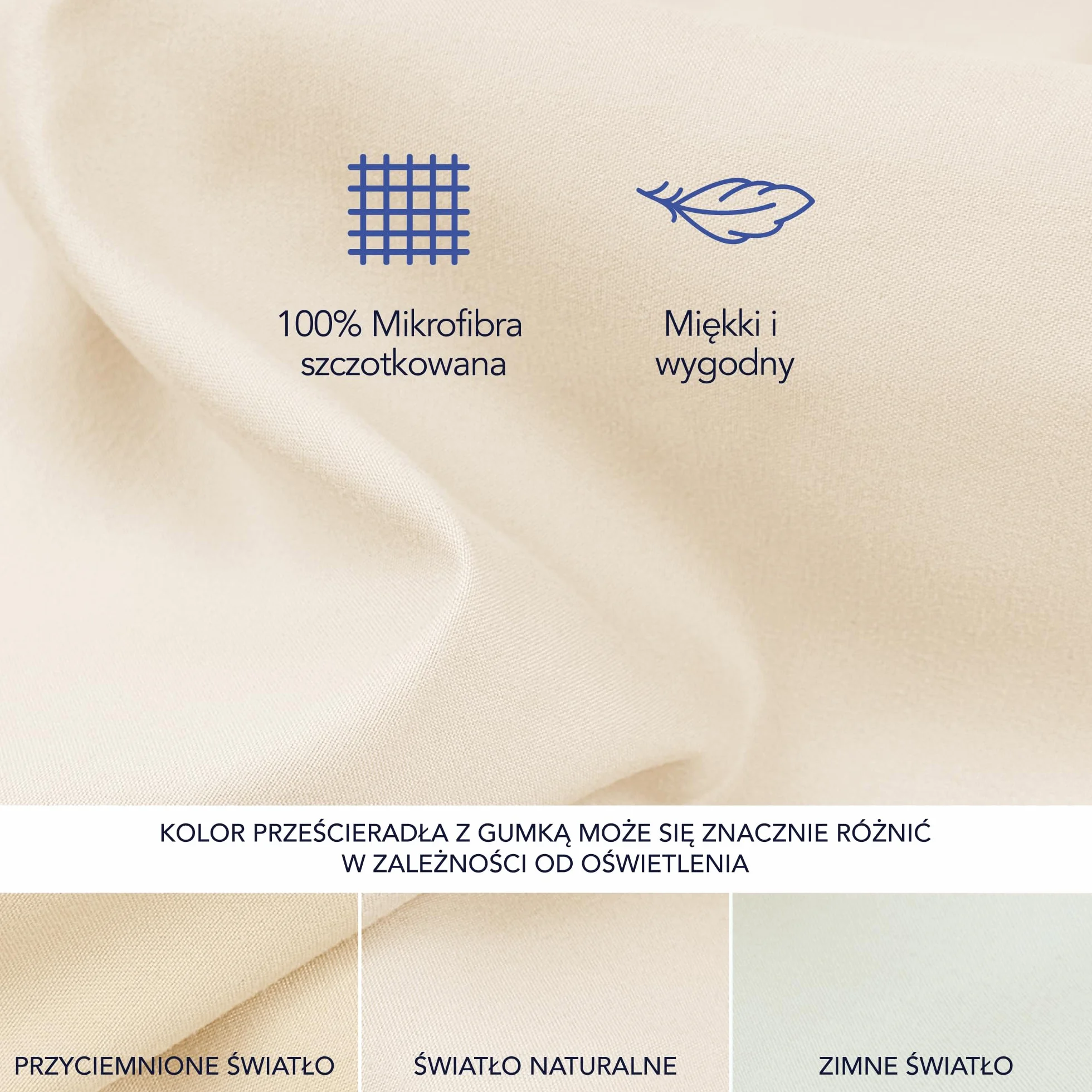Dreamzie Prześcieradło z Gumką 180 x 200 cm Mikrofibra Wysokość Kieszeni 35 cm Oeko-Tex Beżowy