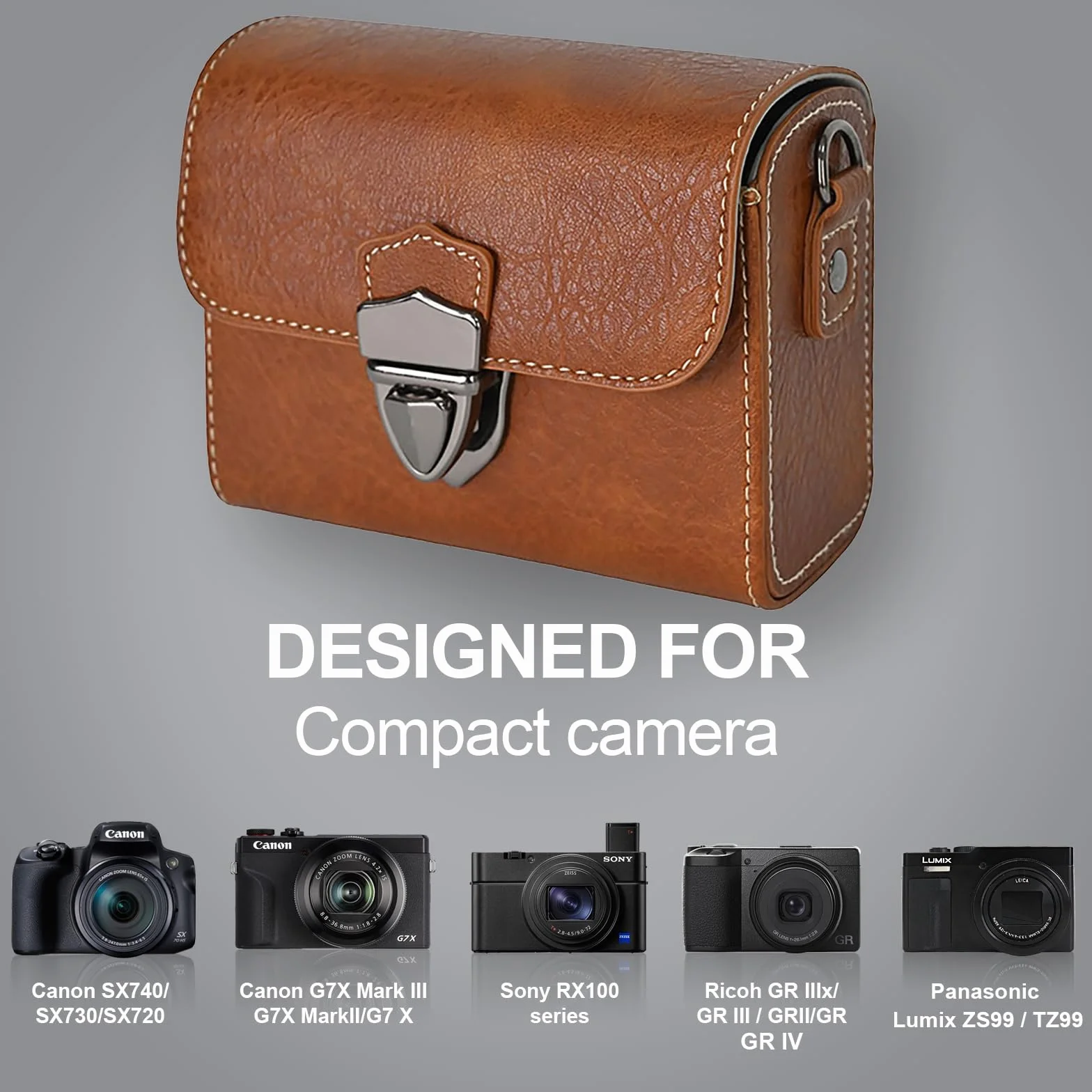 VOVMOEYA Retro PU Etui do Canon Powershot SX740/SX730/SX720, Canon G7X Mark III/G7X MarkII/G7 X, Sony RX100, Ricoh GR IIIx/GR III/GRII - Trzy Metody Przenoszenia