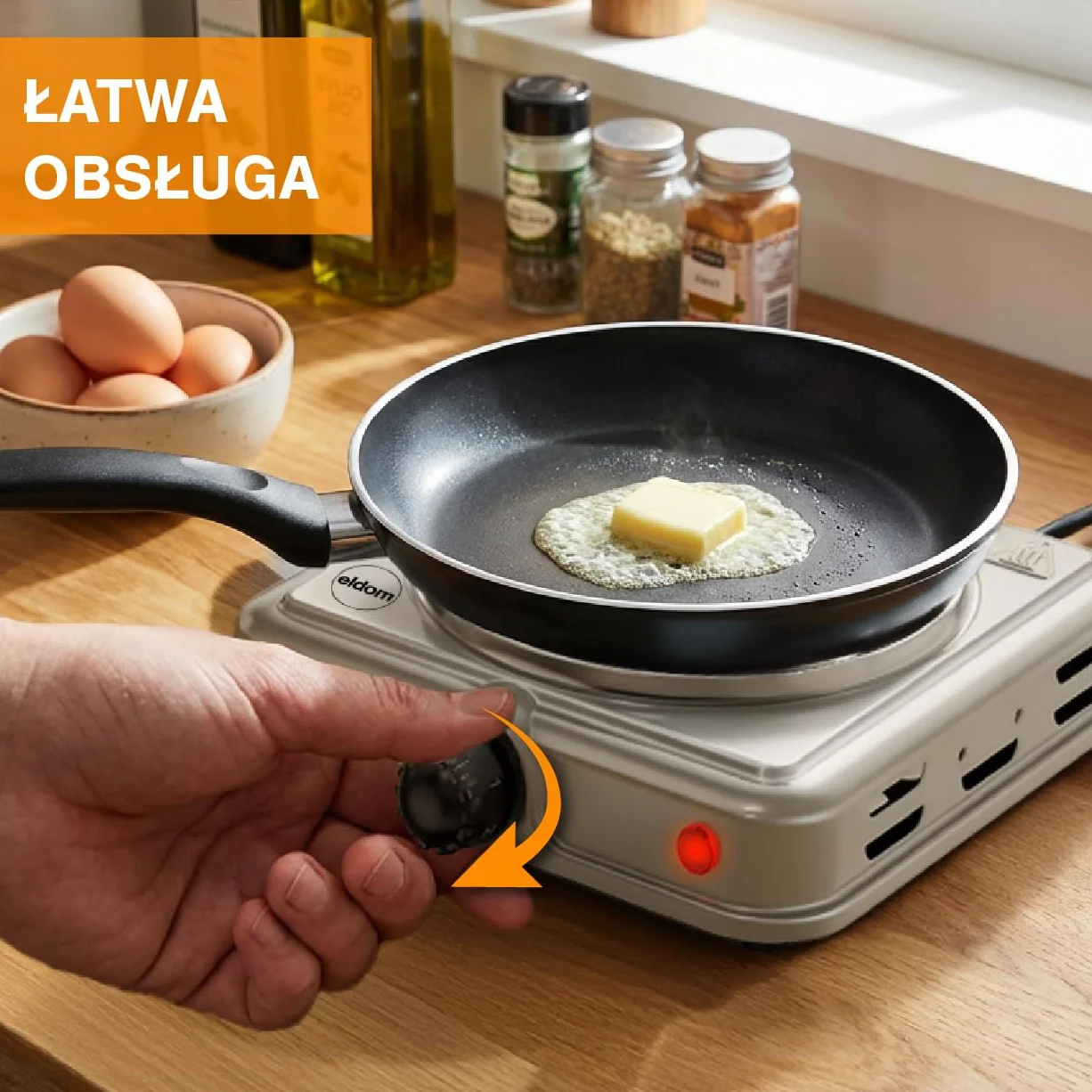 Eldom Kuchenka Elektryczna Jednopalnikowa 1000W Płyta 15,5 cm