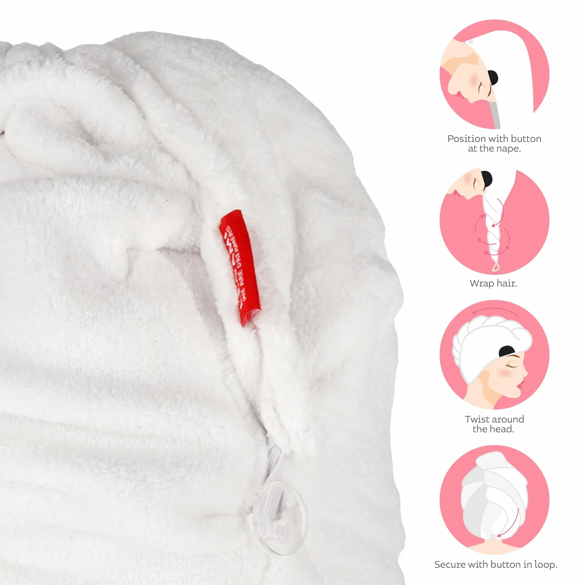 Legami - Love My Hair Turban do włosów, szybkoschnąca suszarka do włosów z mikrofibry, super chłonna, miękka, zapobiegająca puszeniu się, damski ręcznik do włosów, zapięcie na guzik, motyw pandy