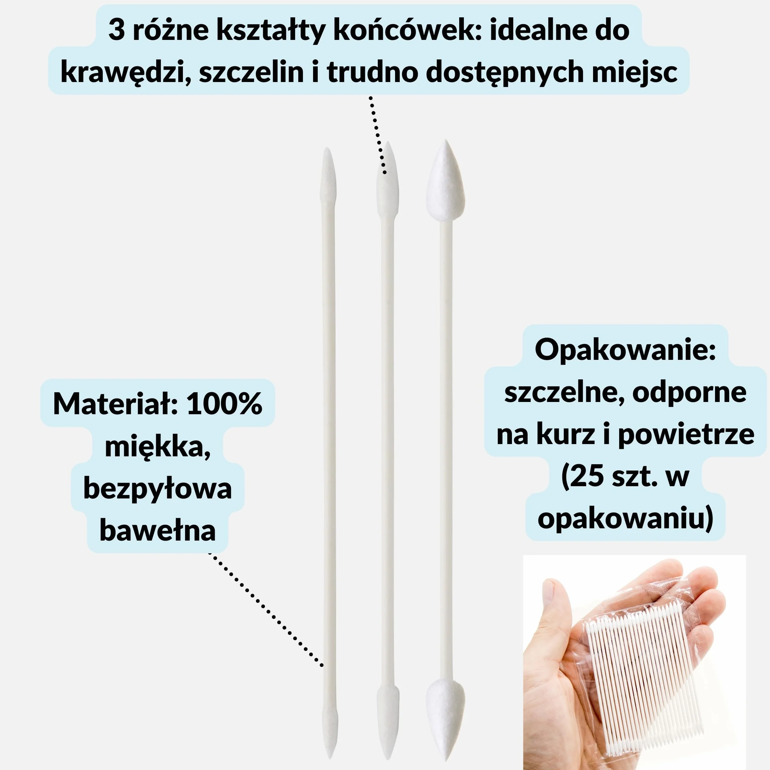 Lens-Aid Patyczki Czyszczące ze Szpicem – 50 sztuk (L) – Do Aparatu, Obiektywu, Klawiatury, Dronów i Modelarstwa – Precyzyjne Czyszczenie Szczelin i Wąskich Miejsc