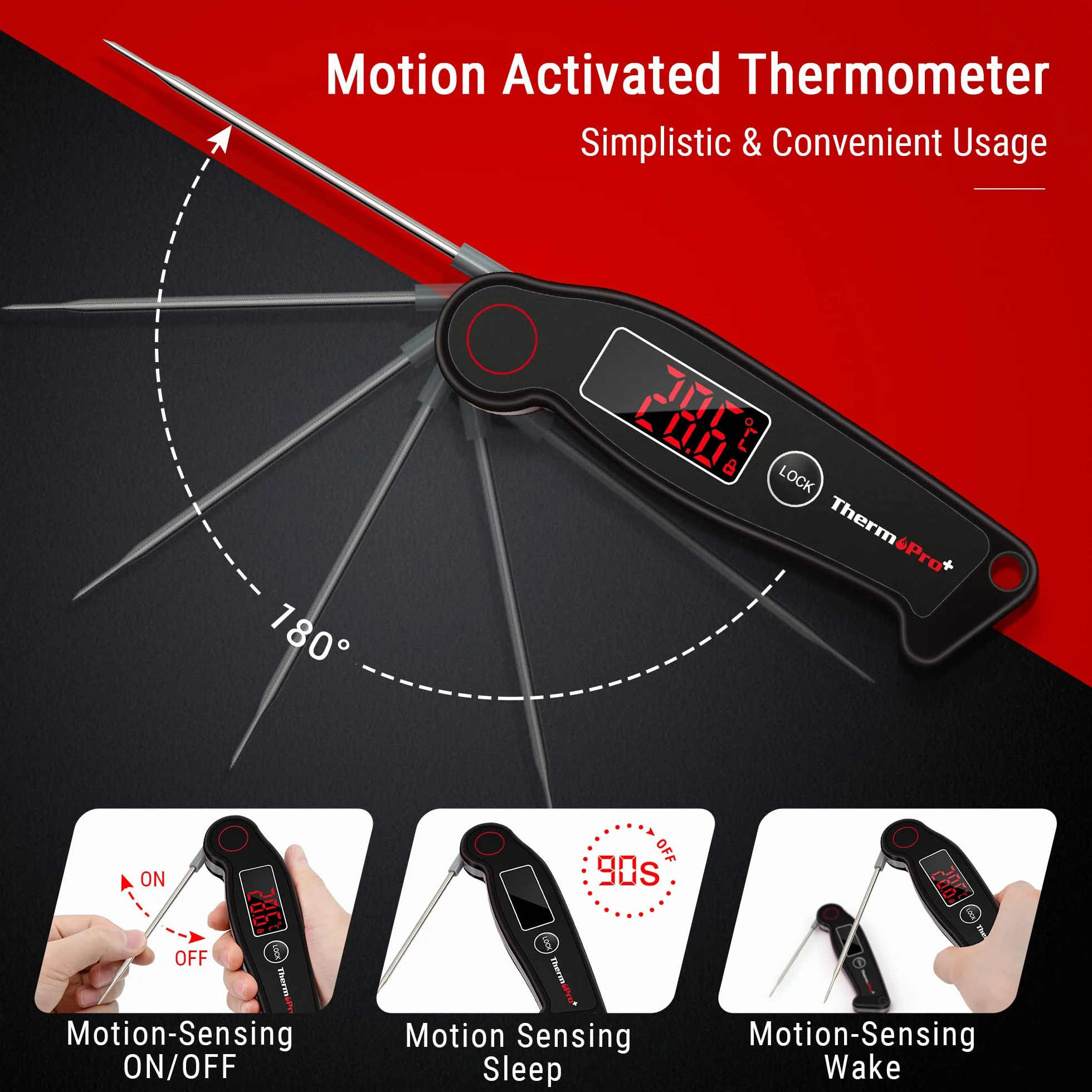 ThermoPro TP19 IP65 wodoodporny termometr do mięsa ±0,5℃ precyzyjny termometr kuchenny 2-3s czas reakcji termometr do pieczenia termometr wkłuwany do pieczenia, wina, BBQ czarny