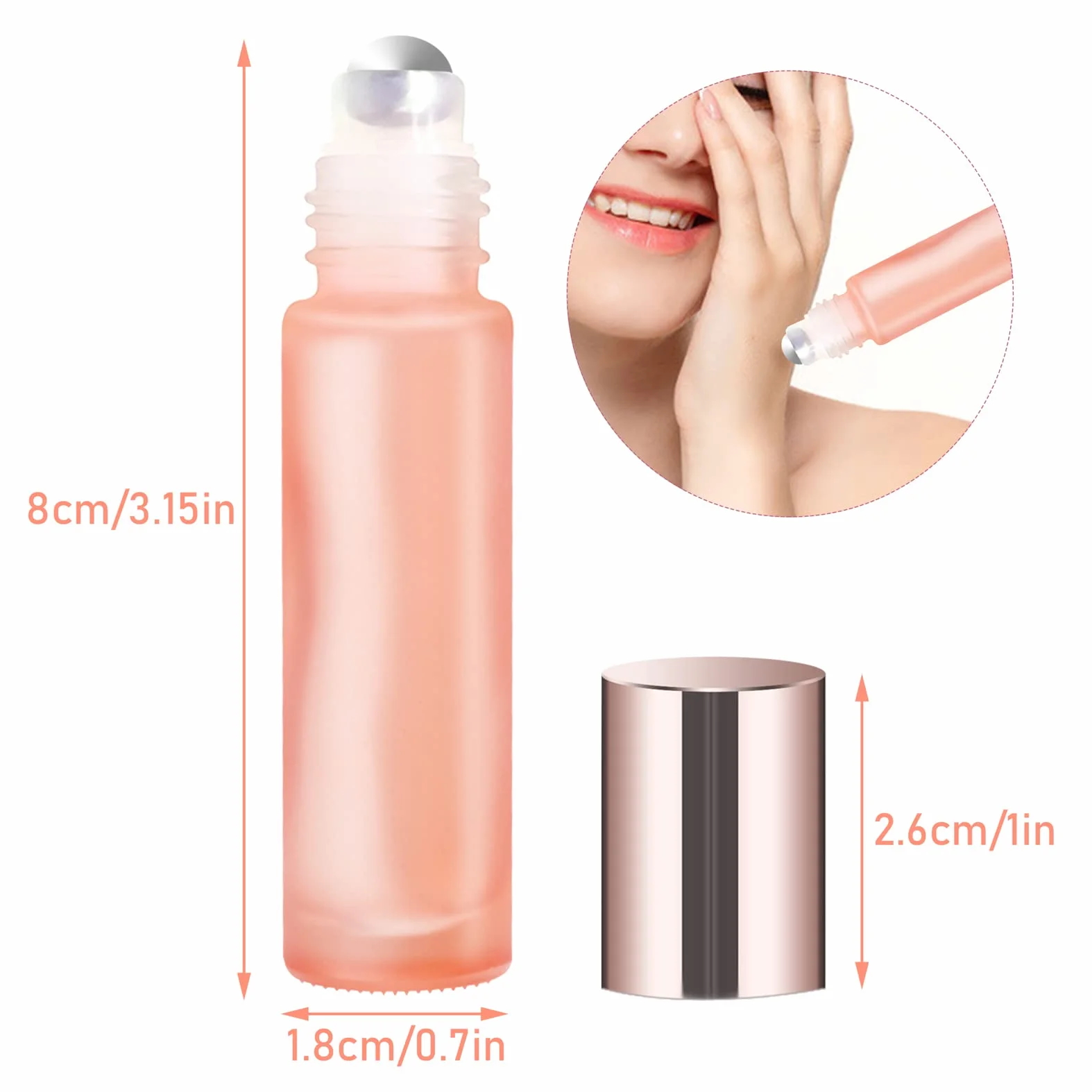Zestaw 6 szklanych butelek kulkowych o pojemności 10 ml na olejki eteryczne, puste butelki z kulką ze stali nierdzewnej do perfum, aromaterapii, masażu