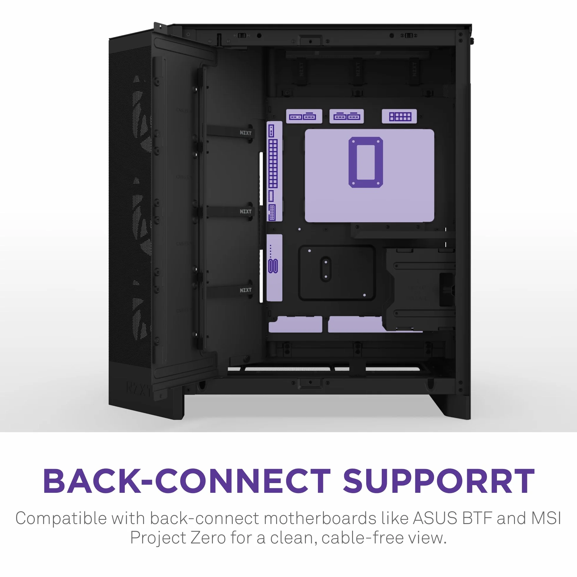 NZXT H9 Flow (2025) – Obudowa ATX mid-tower z podwójną komorą – 3 x 140 mm + 1 x 120 mm fan, chłodnica 420 mm, szkło hartowane, back-connect – Czarna