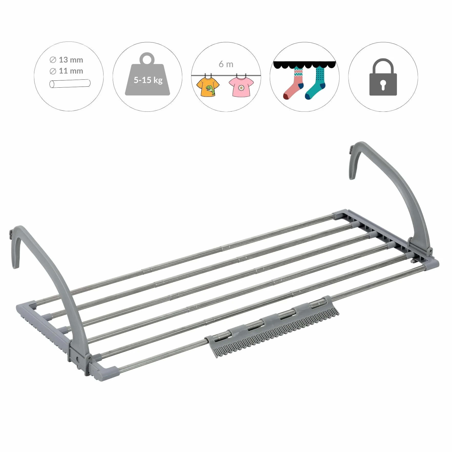 Heng Suszarka na pranie ze stali nierdzewnej wysuwana 41-104 cm