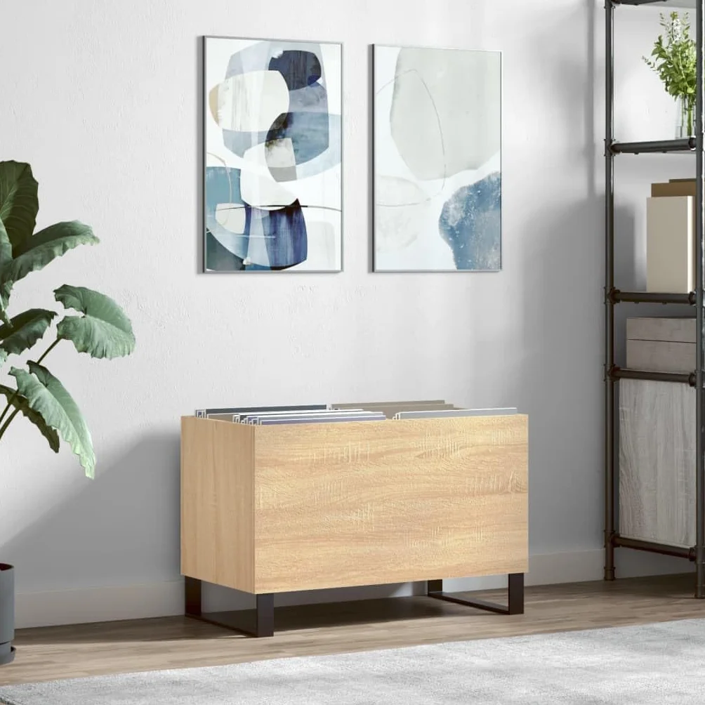 Szafka dyskowa Sklejka Dąb Sonoma 74,5x38x48 cm Regał CD Gramofon Szafka winylowa