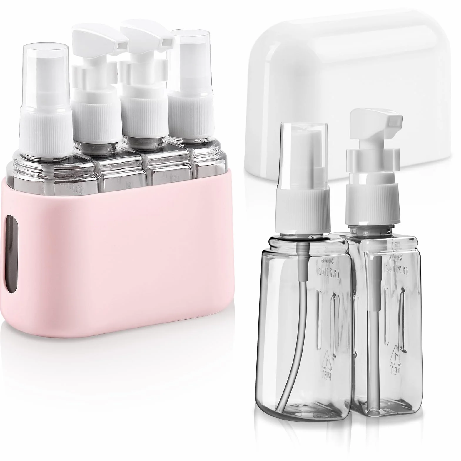 Flintronic Zestaw butelek podróżnych 4 w 1, 50 ML, szczelne, przenośne pojemniki z etykietą