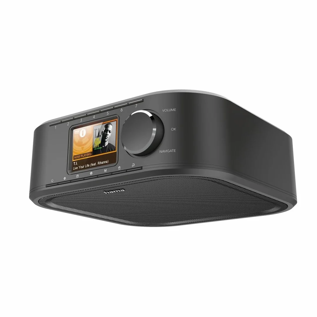 Hama Radio internetowe Hama DIR355BT DAB/DAB+, Bluetooth i Spotify (radio kuchenne FM, z wejściem AUX, z funkcją budzika i wyświetlaczem, radio podszafkowe z płytą montażową bez wiercenia), czarne