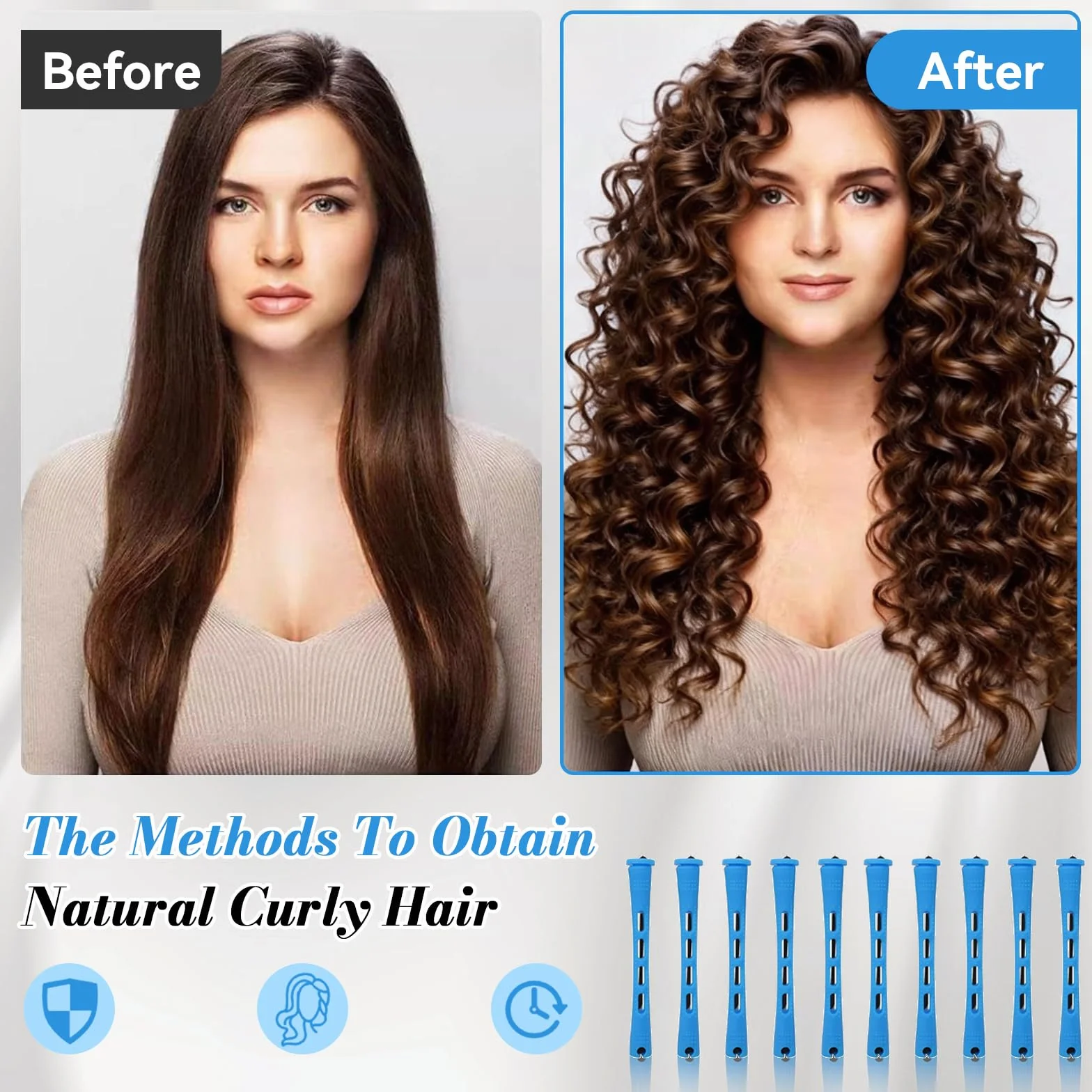 81 sztuk małych wałków do włosów Heatless Hair Curlers, zestaw wałków do włosów 20 cm na stałe, bezgrzejne loki z nasadką i elastyczną opaską z grzebieniem, idealne do użytku domowego lub
