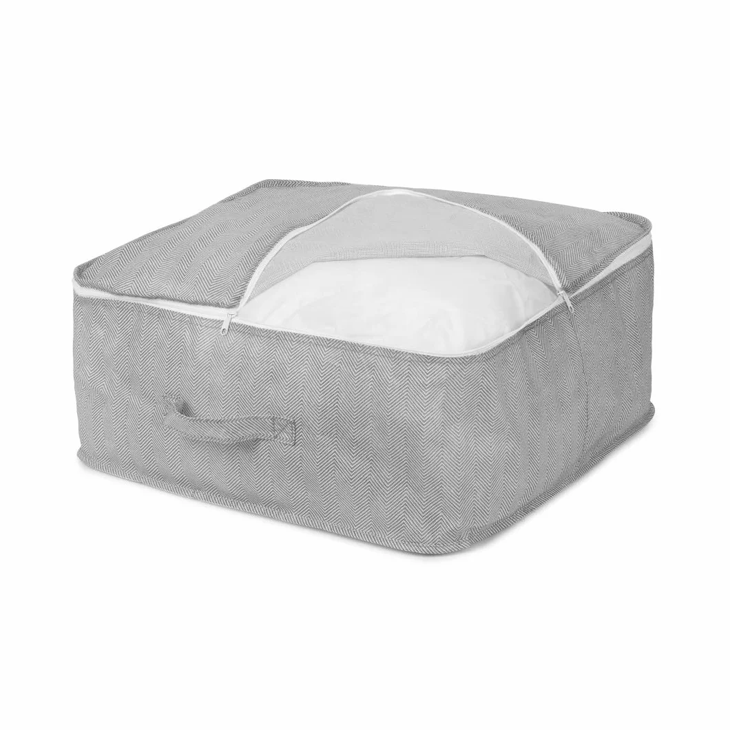 Torba do przechowywania z zamkiem błyskawicznym 46 x 46 x 20,5 cm polipropylen Boston szaro-biała
