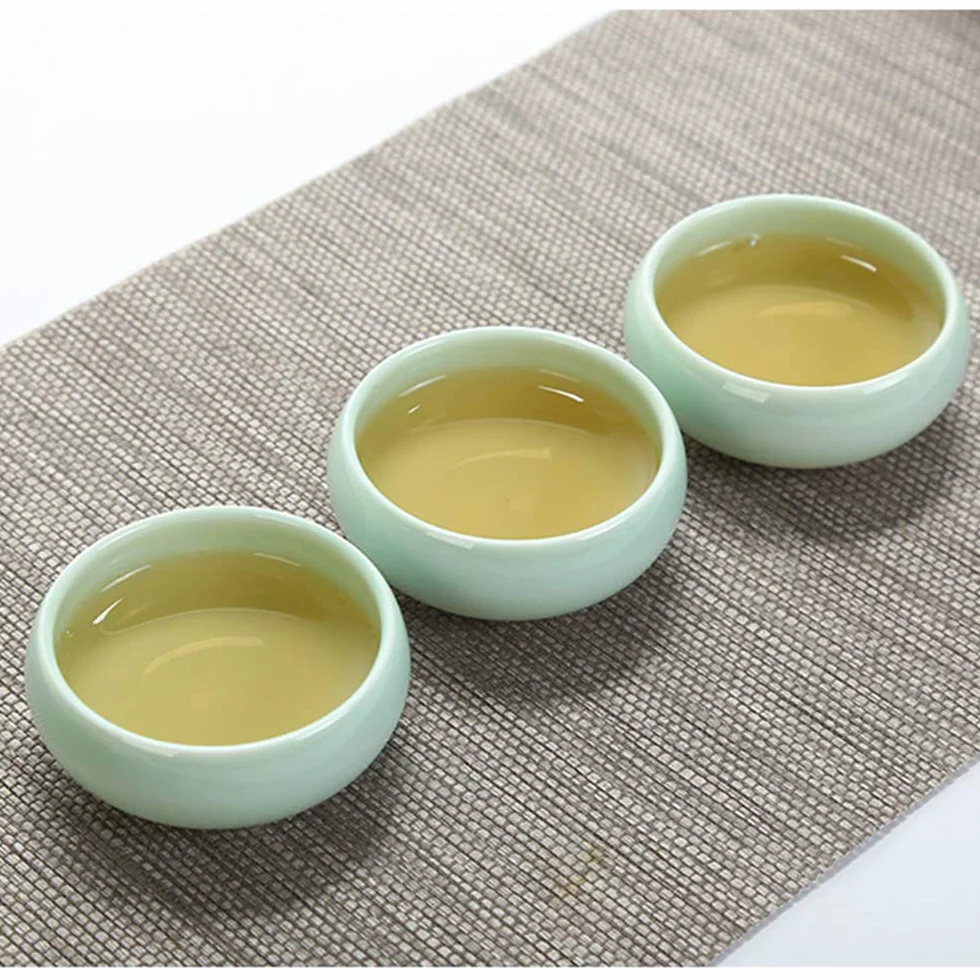Fanquare Przenośny Zestaw do Herbaty Kungfu Porcelanowy Czajniczek Filiżanki Bambusowa Taca Torba Podróżna Zielony
