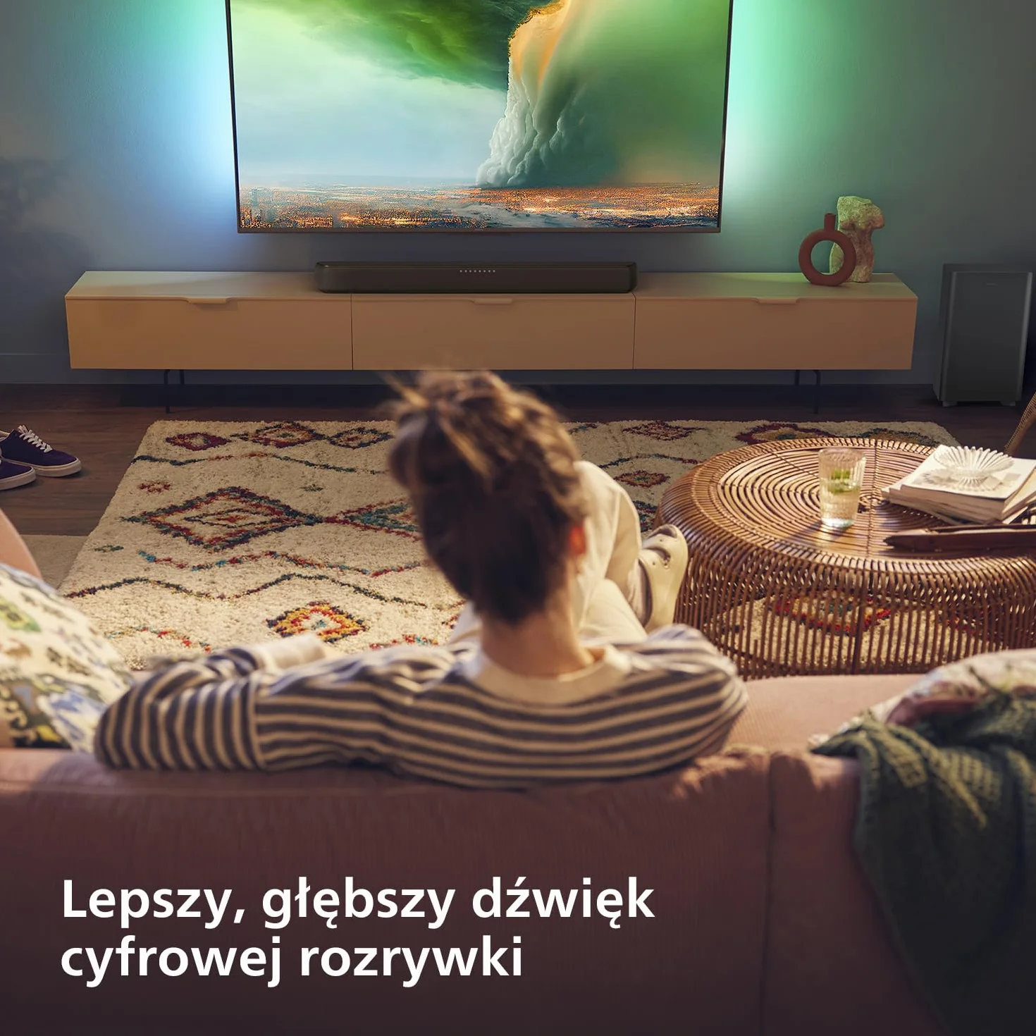 Philips TAB5309 Soundbar 2.1 z bezprzewodowym subwooferem – 2.1-kanalowy, 240 W, DTS Virtual X, Bluetooth 5.4, HDMI ARC, zlacze optyczne i port USB - Ciemnoszary