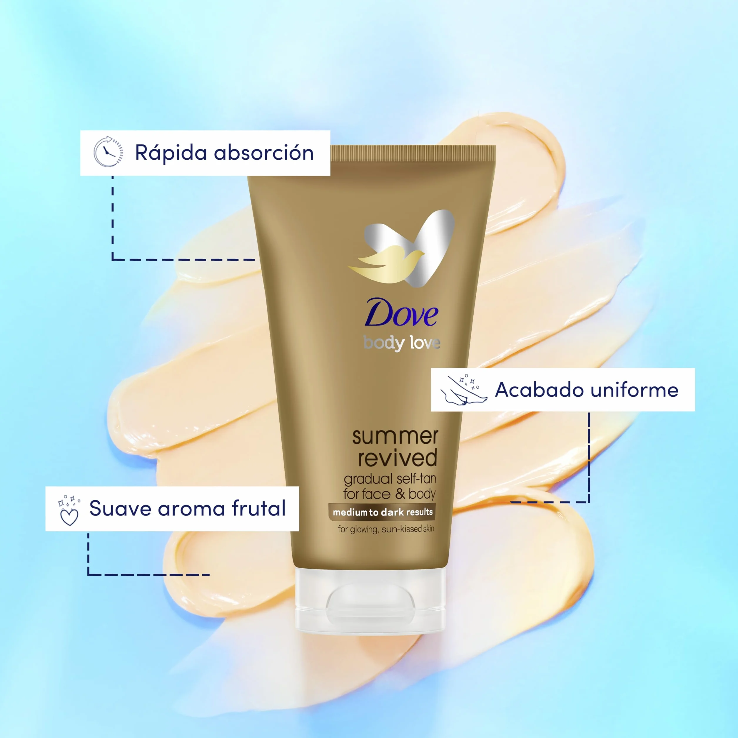 Dove Letni Revived Balsam do twarzy Samoopalacz do skóry o średnim lub ciemnym odcieniu 75 ml