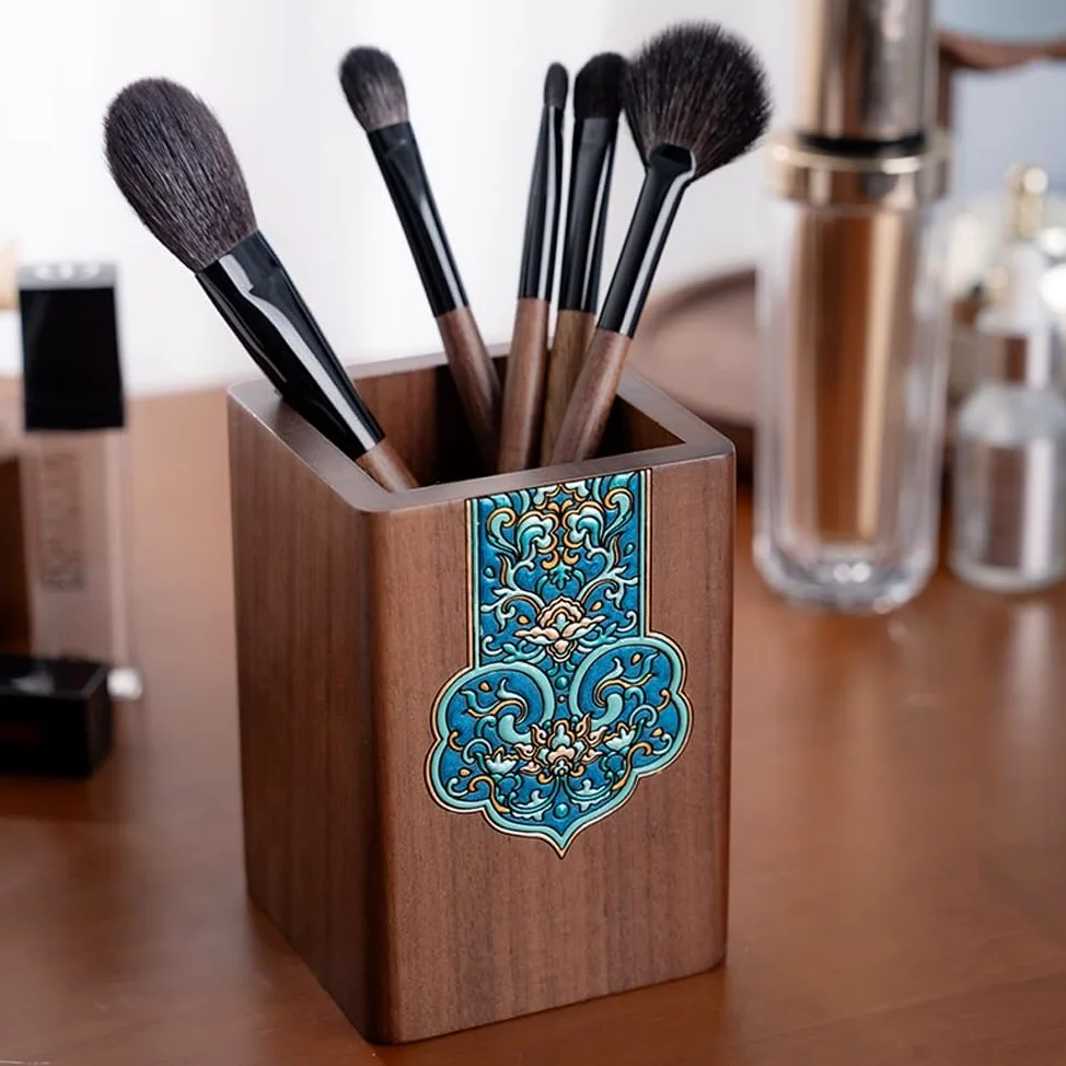 Organizer na pędzle do makijażu, uchwyt na pędzle do makijażu w stylu vintage do toaletki, blat łazienkowy, uchwyty na szczoteczki do zębów, uchwyt na długopis do przechowywania na biurku