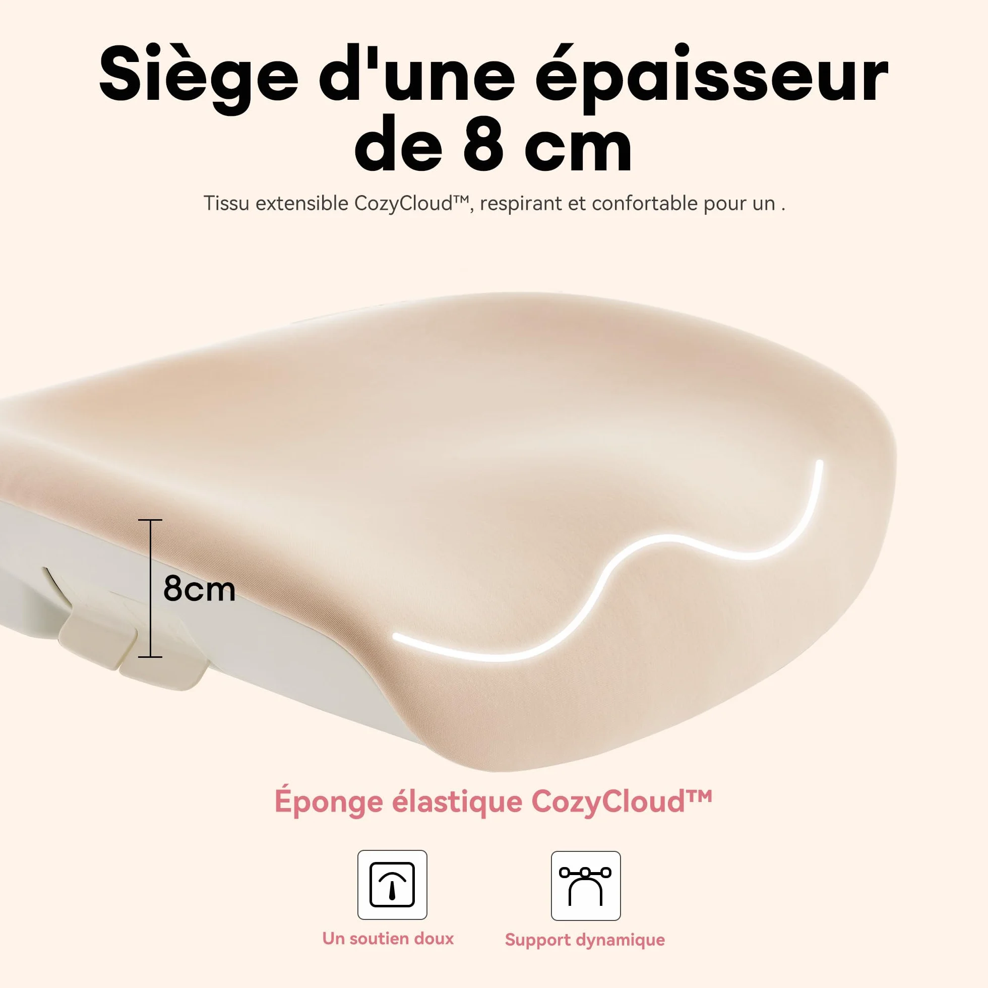 MUSSO E80 Muse FemmePosture™ Ergonomiczny fotel biurowy dla kobiet – nachylenie 135° i 3D podparcie lędźwiowe, 17 cm 4D podparcie głowy, wysuwana podpórka na nogi, regulacja głębokości i wysokości
