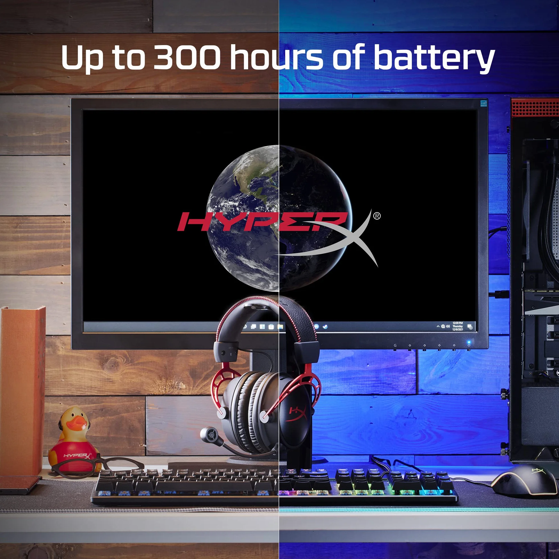 HyperX Cloud Alpha Wireless - zestaw słuchawkowy do gier do komputera, żywotność baterii 300 godzin, słuchawki DTS: X przestrzenne audio, pianka pamięci, redukcja szumów, Czarny/czerwony